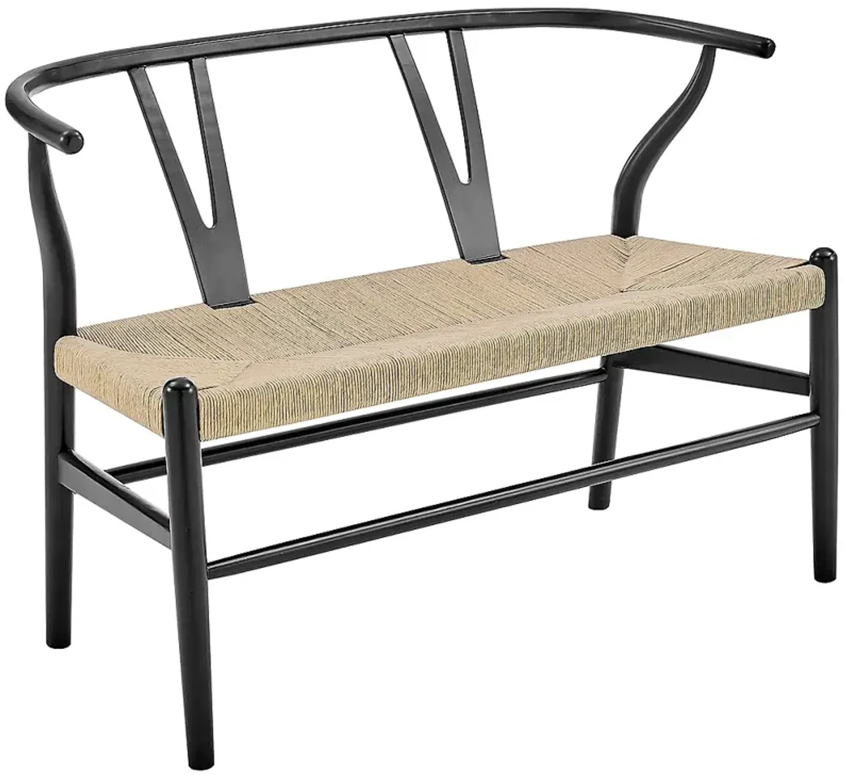 Evelina 43 1/2" Wide Black Wood Natural Rush Loveseat