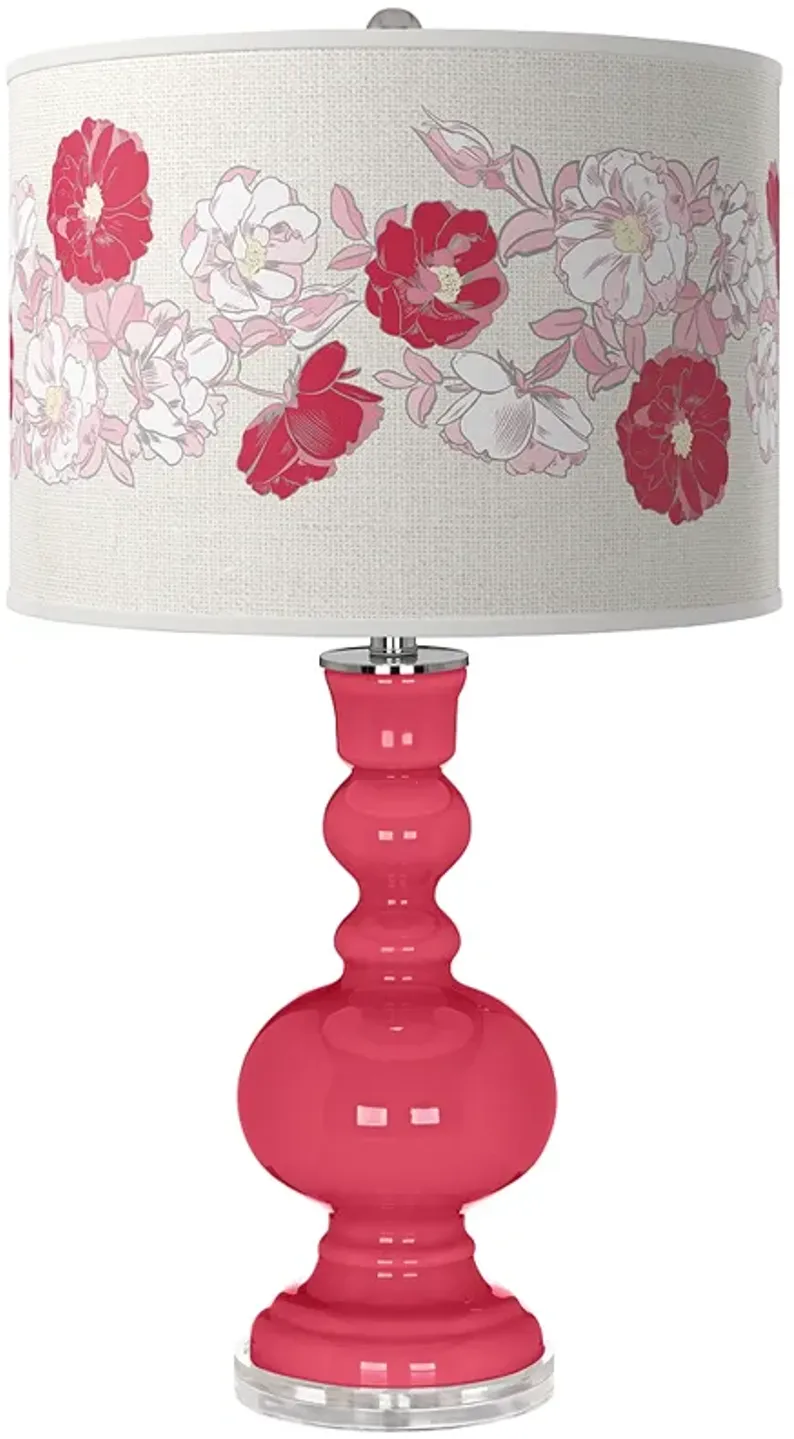 Eros Pink Rose Bouquet Apothecary Table Lamp