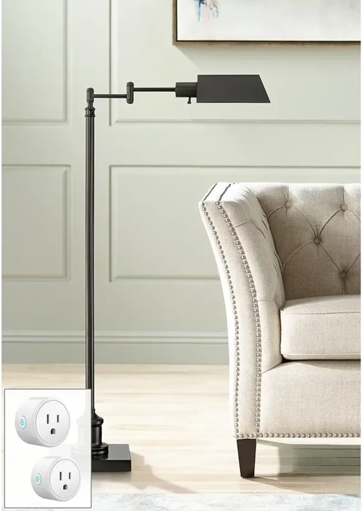 Regency Hill Jenson Adjustable Bronze Pharmacy Floor Lamp with Smart Socket