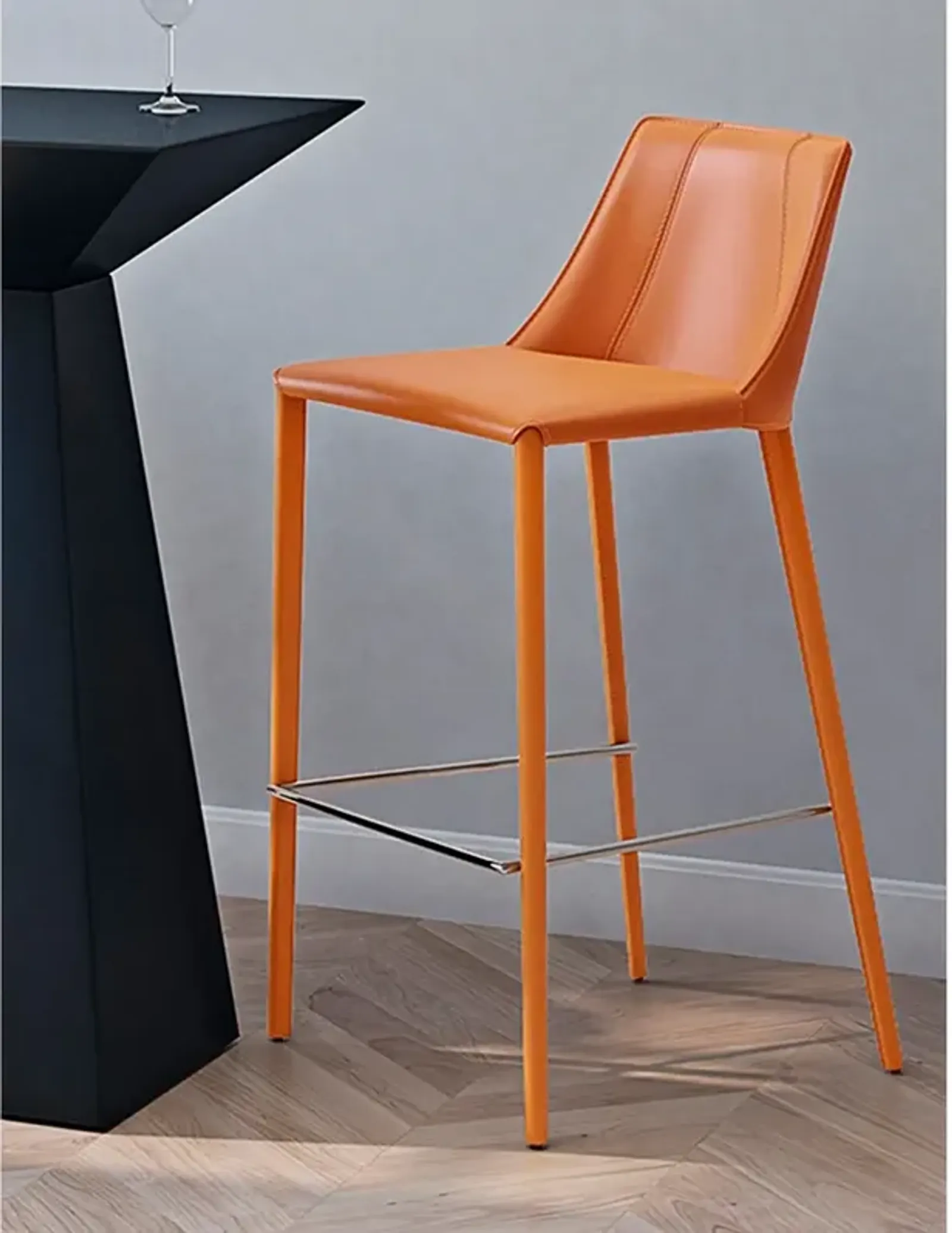 Kalle 30" Cognac Leather Bar Stool