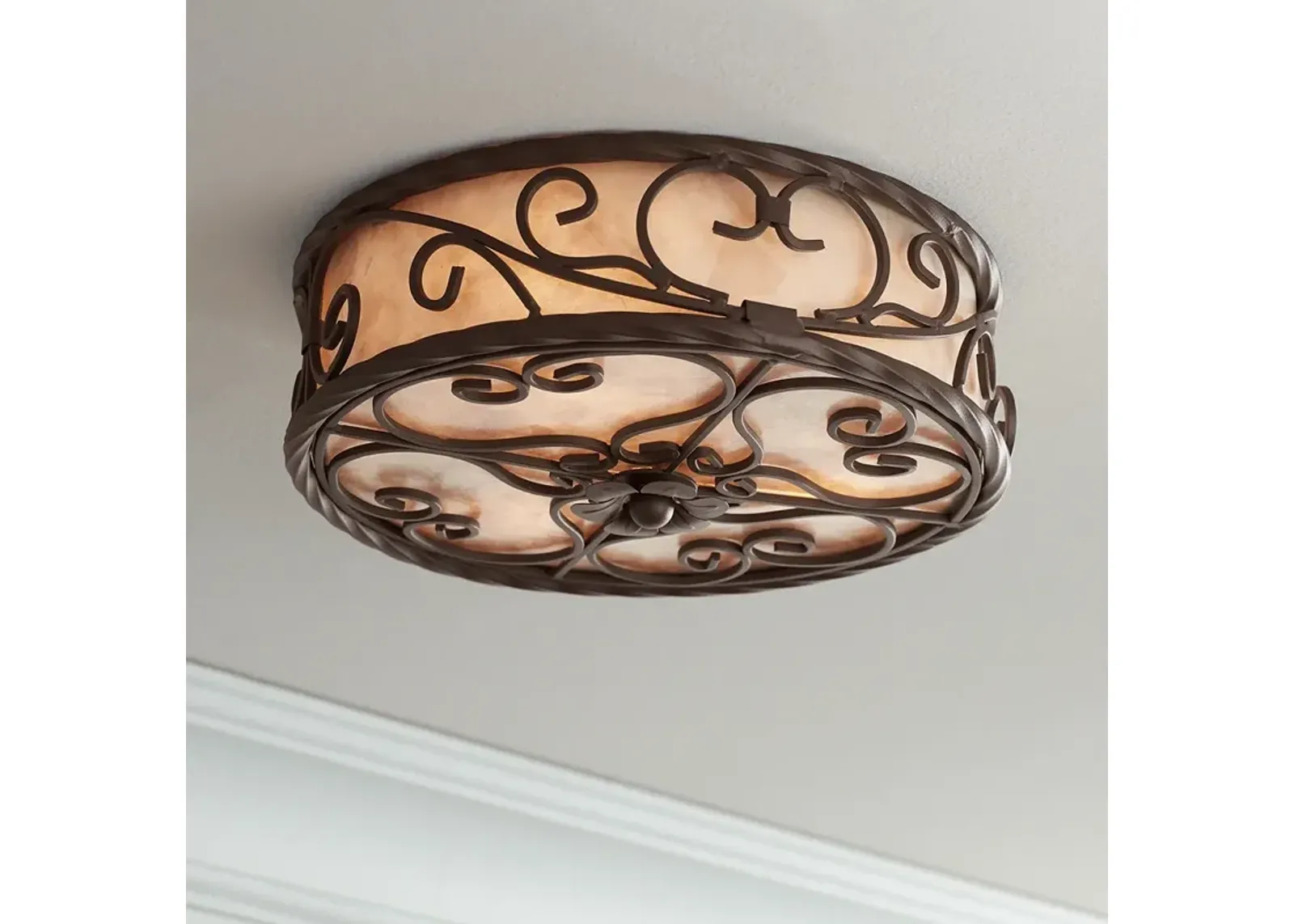 Natural Mica Collection 12" Wide Ceiling Light Fixture