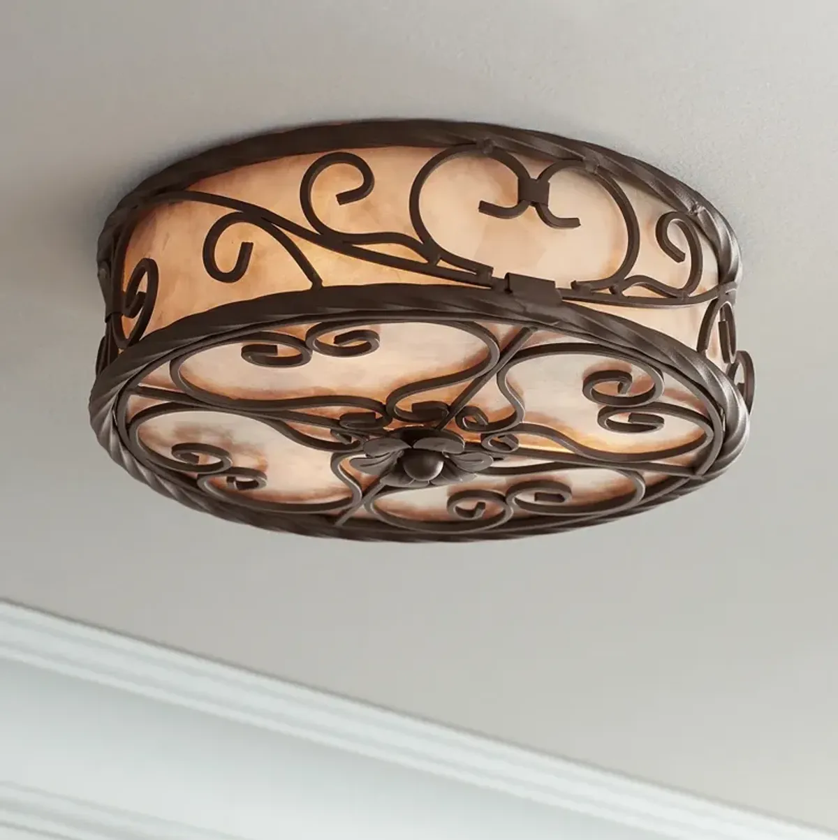 Natural Mica Collection 12" Wide Ceiling Light Fixture