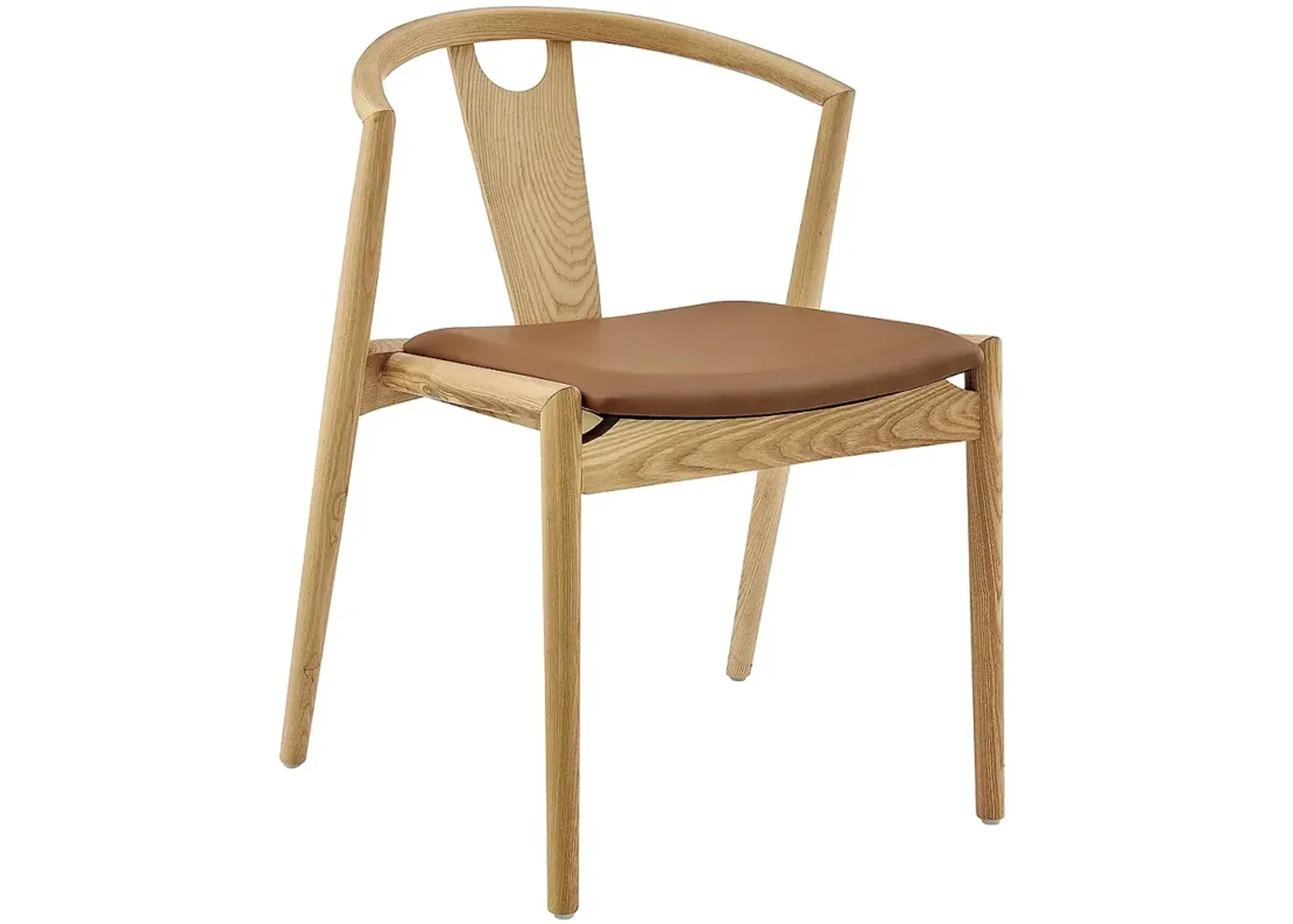 Blanche Natural Wood Side Chair with Tan Seat