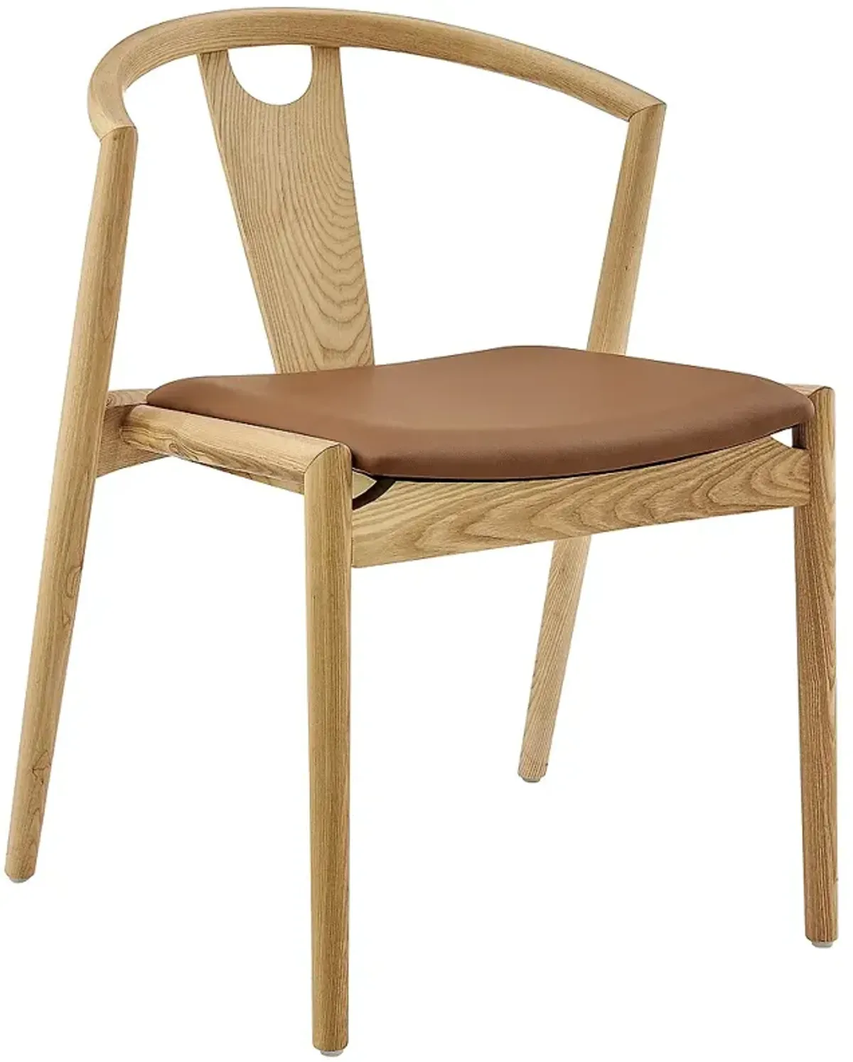 Blanche Natural Wood Side Chair with Tan Seat