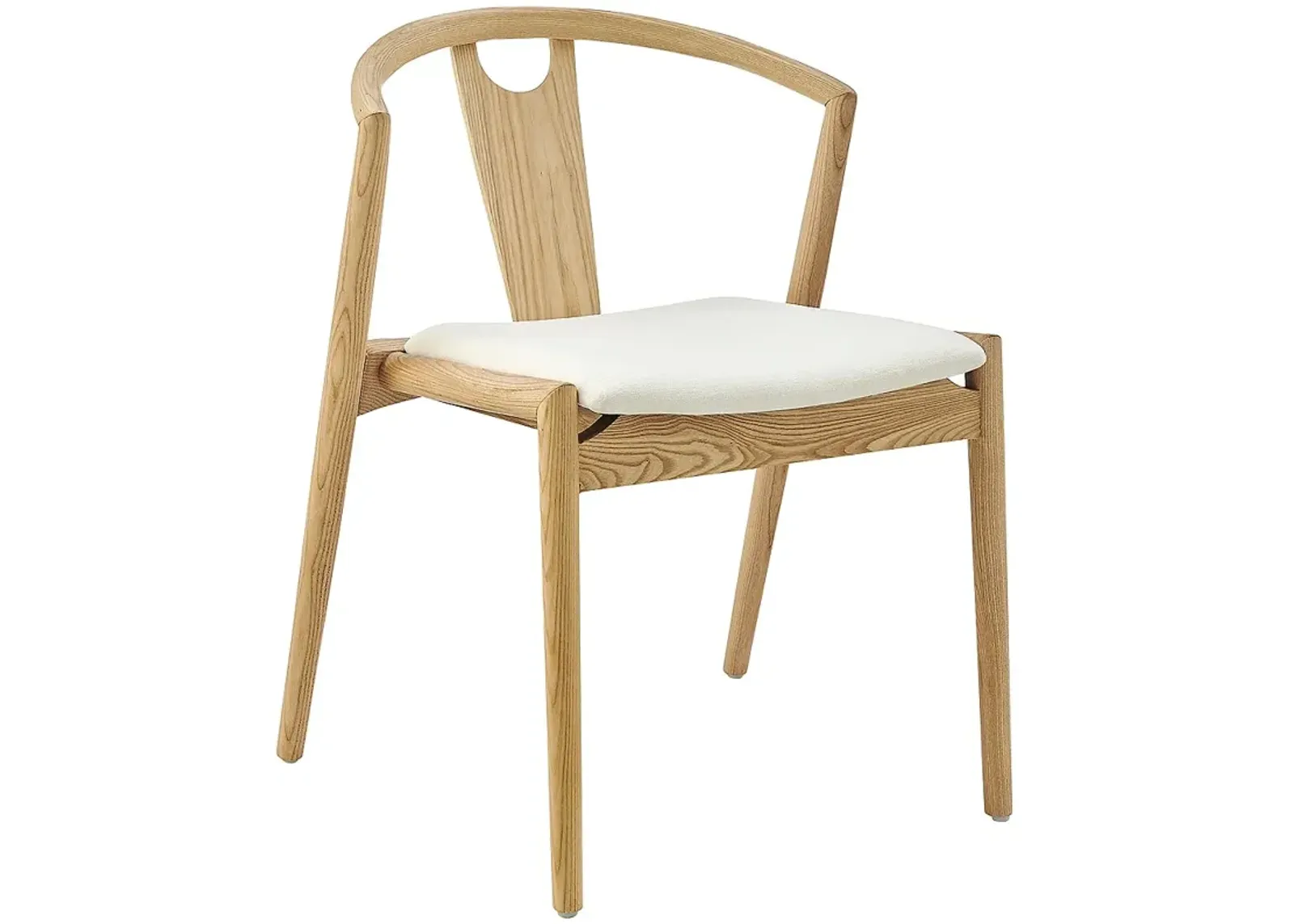 Blanche Natural Wood Side Chair with White Seat