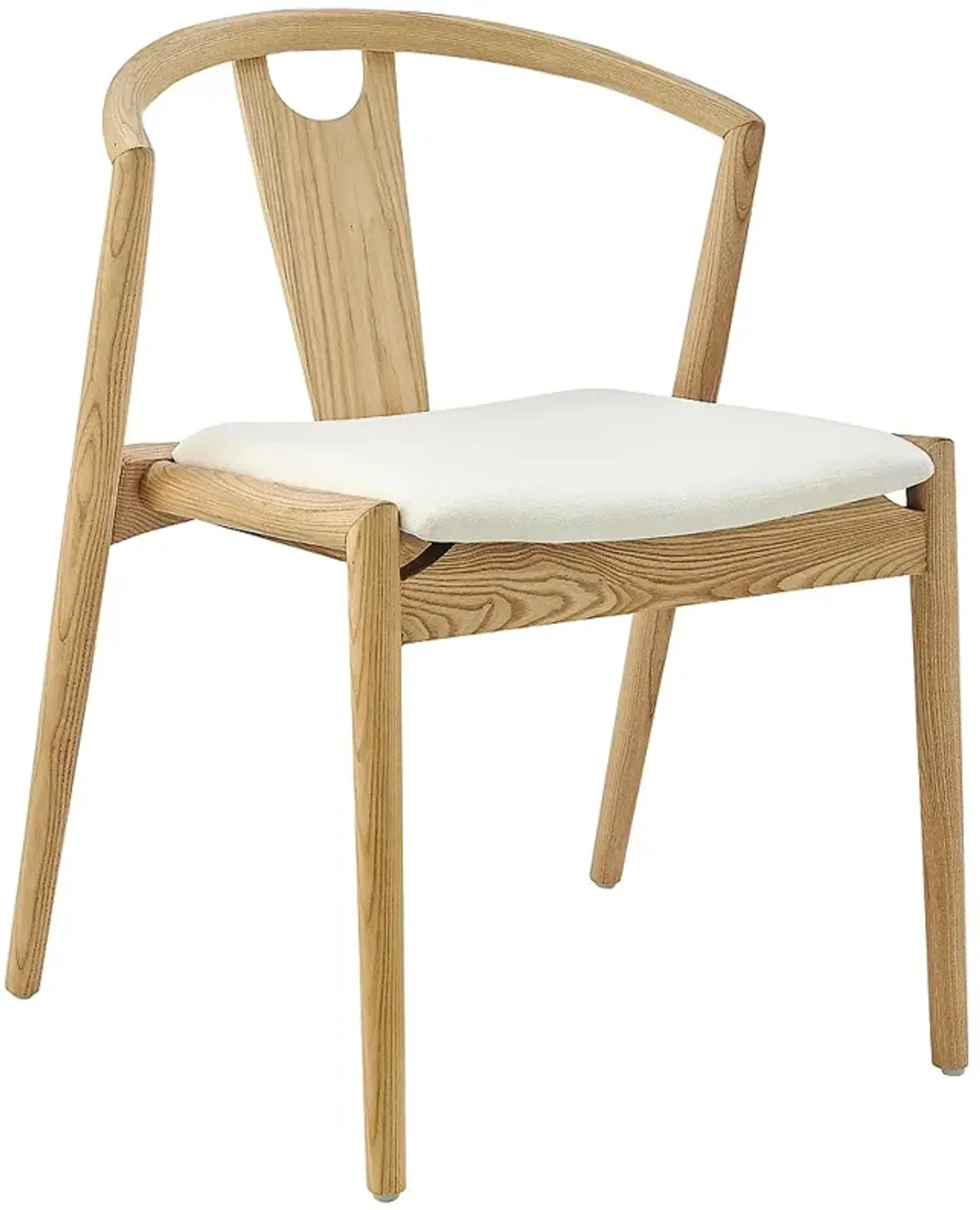 Blanche Natural Wood Side Chair with White Seat