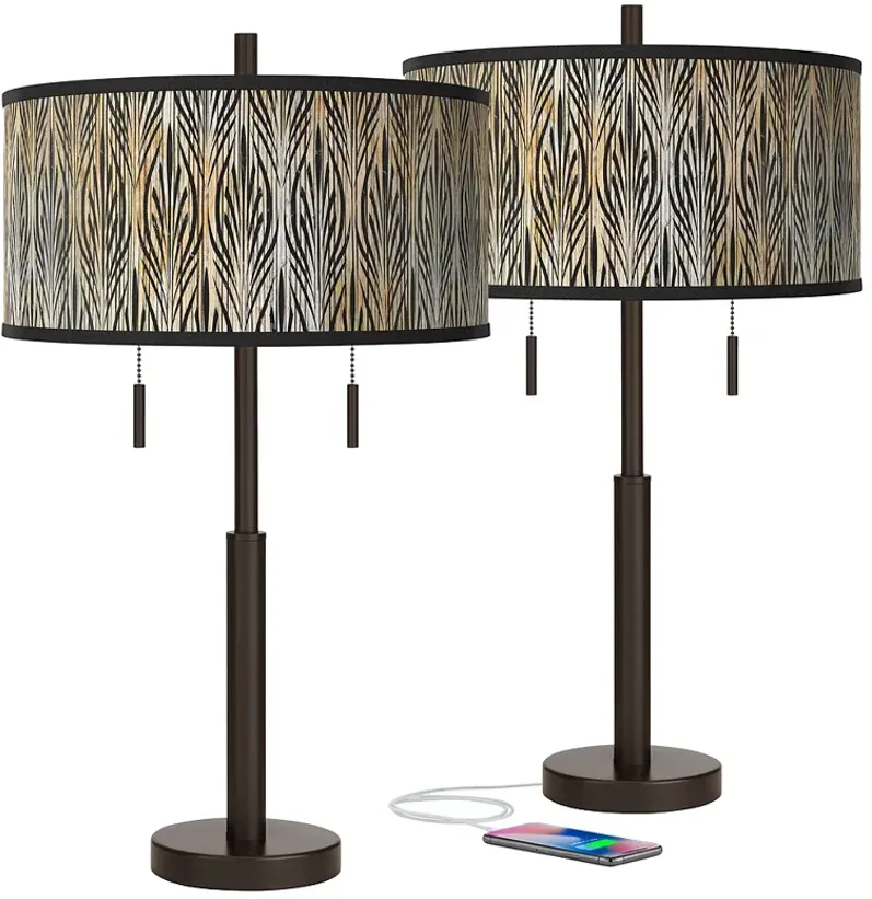 Amara Robbie Bronze USB Table Lamps Set of 2