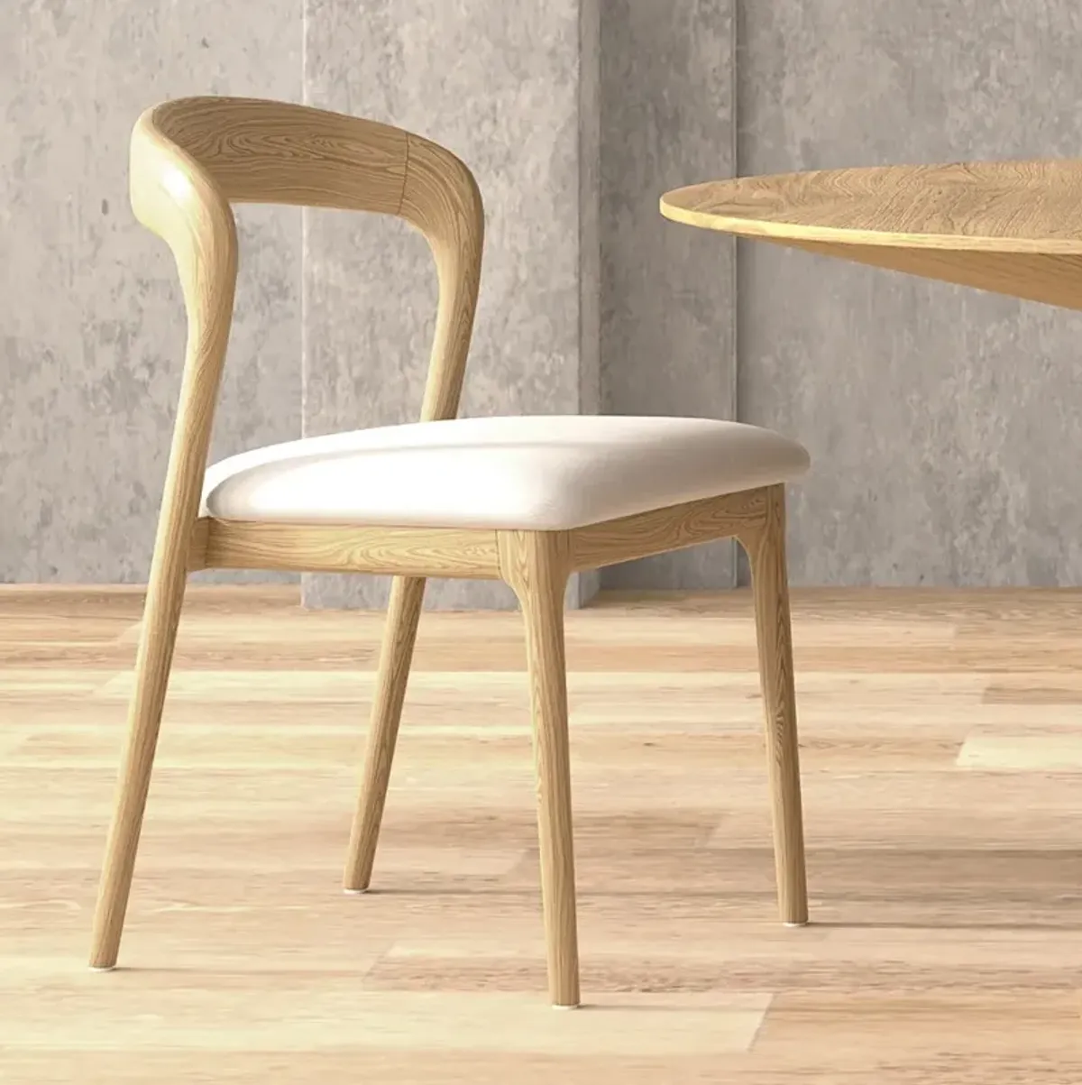 Estelle Natural Ash Wood Side Chair with Fabric Seat