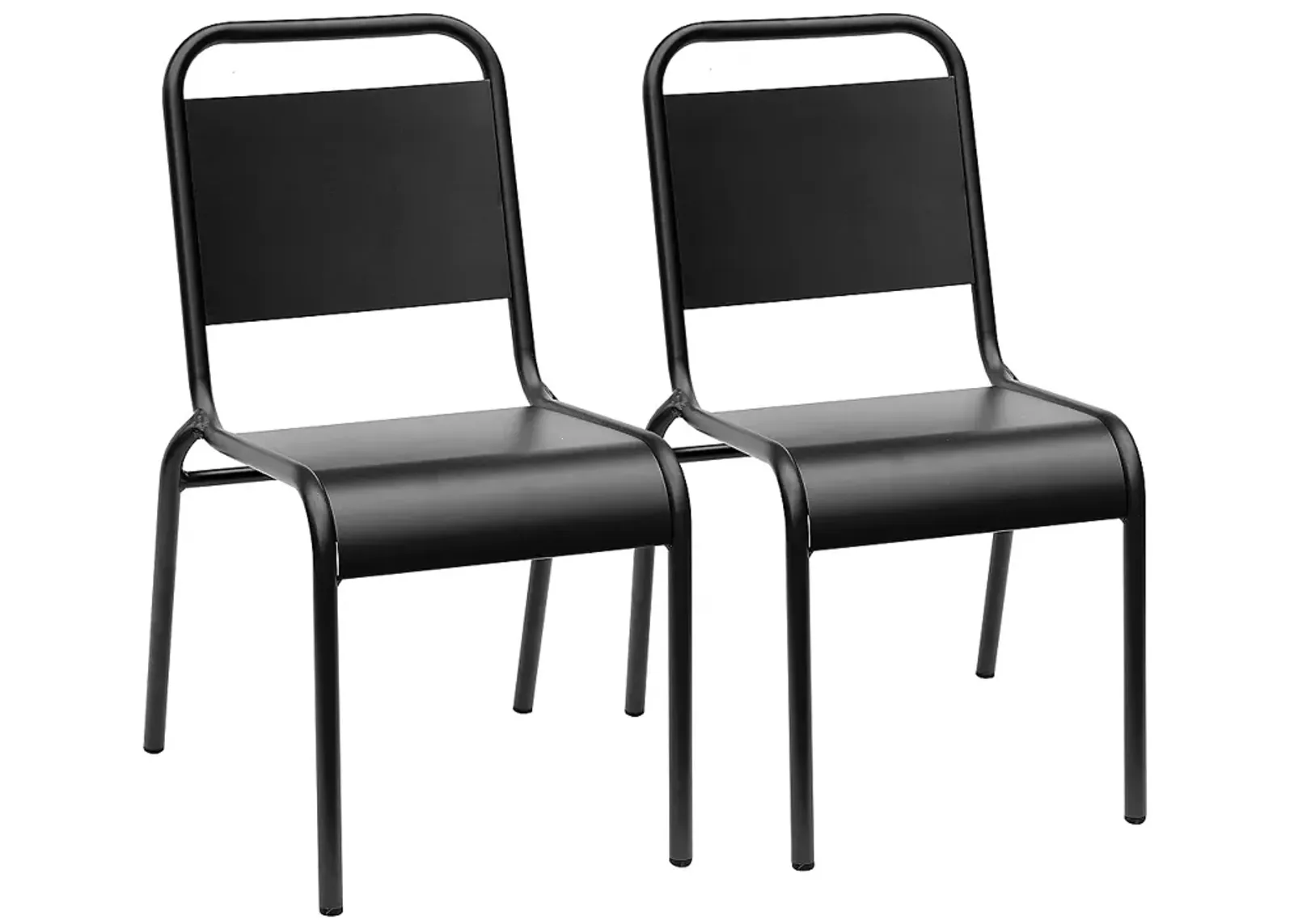 Otis Black Metal Outdoor Stackable Side Chairs Set of 2