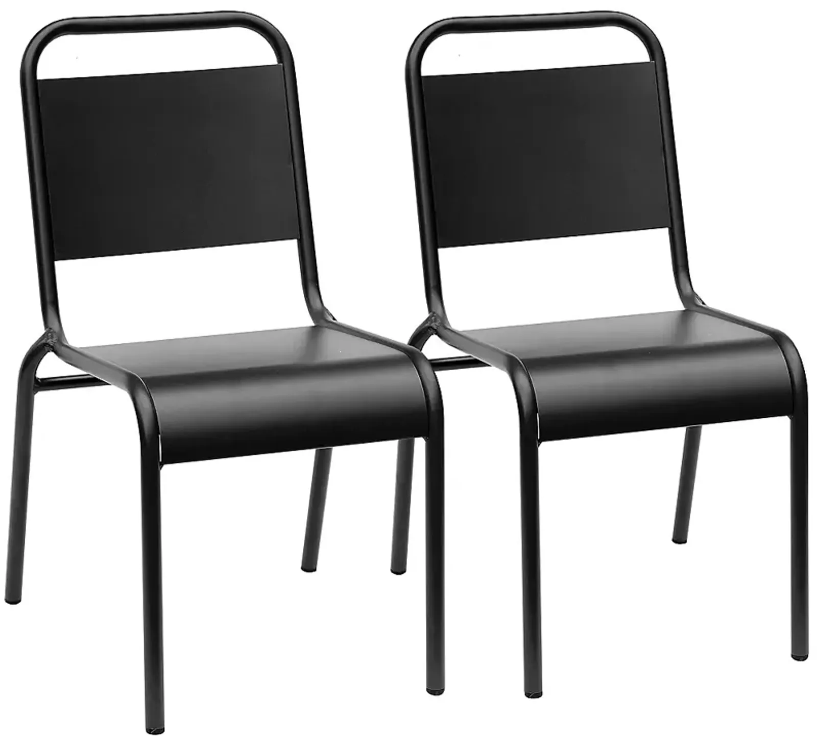 Otis Black Metal Outdoor Stackable Side Chairs Set of 2