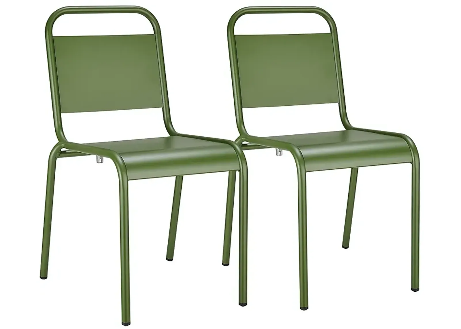 Otis Dark Green Metal Outdoor Stackable Side Chairs Set of 2