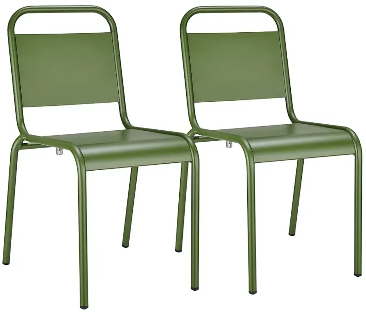 Otis Dark Green Metal Outdoor Stackable Side Chairs Set of 2