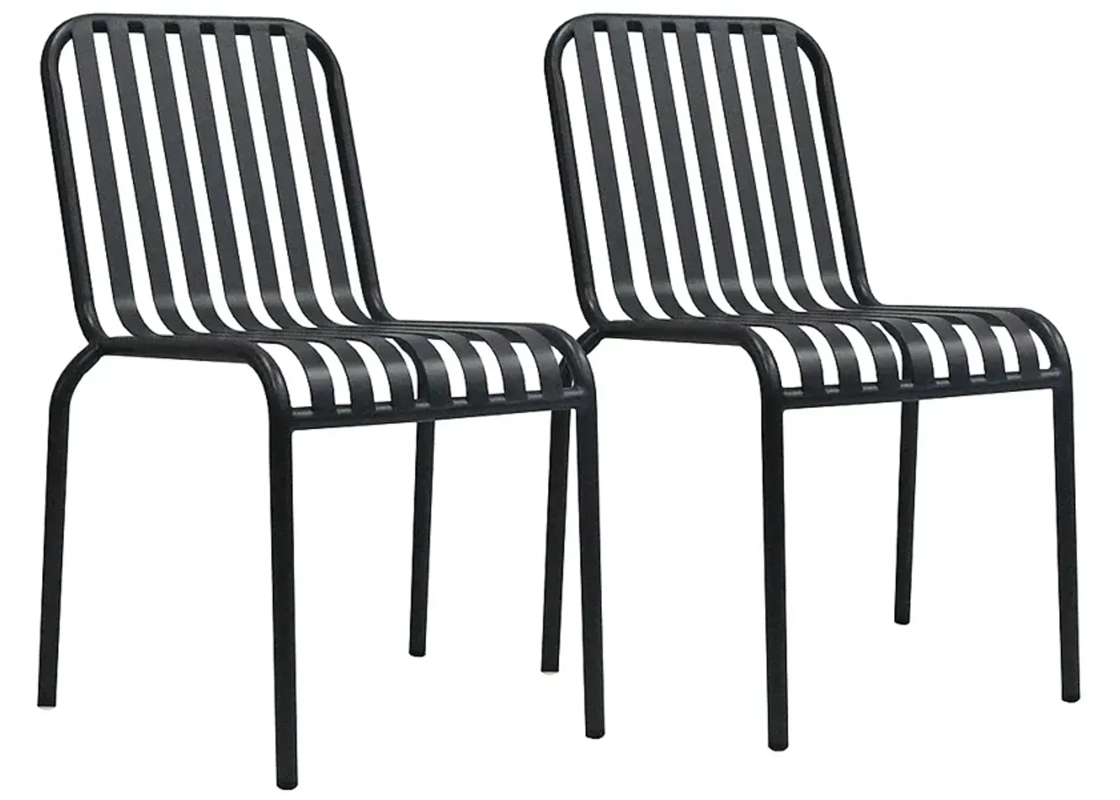 Enid Black Metal Outdoor Side Chairs Set of 2