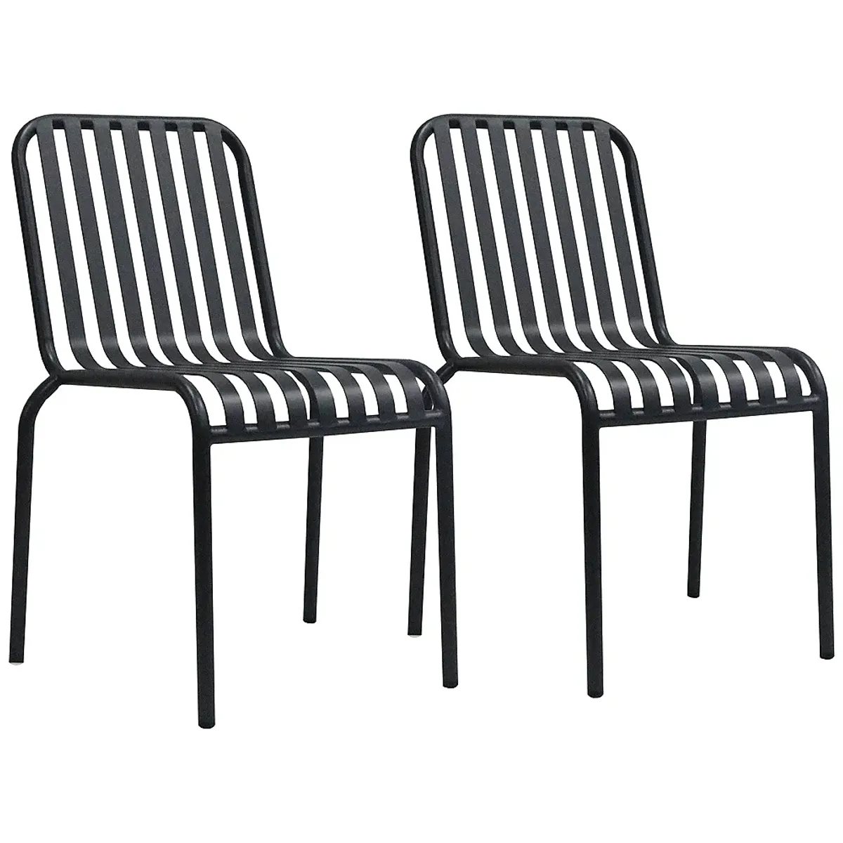 Enid Black Metal Outdoor Side Chairs Set of 2