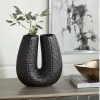 Umbrage Matte Black 12 1/2" High U-Shaped Decorative Vase