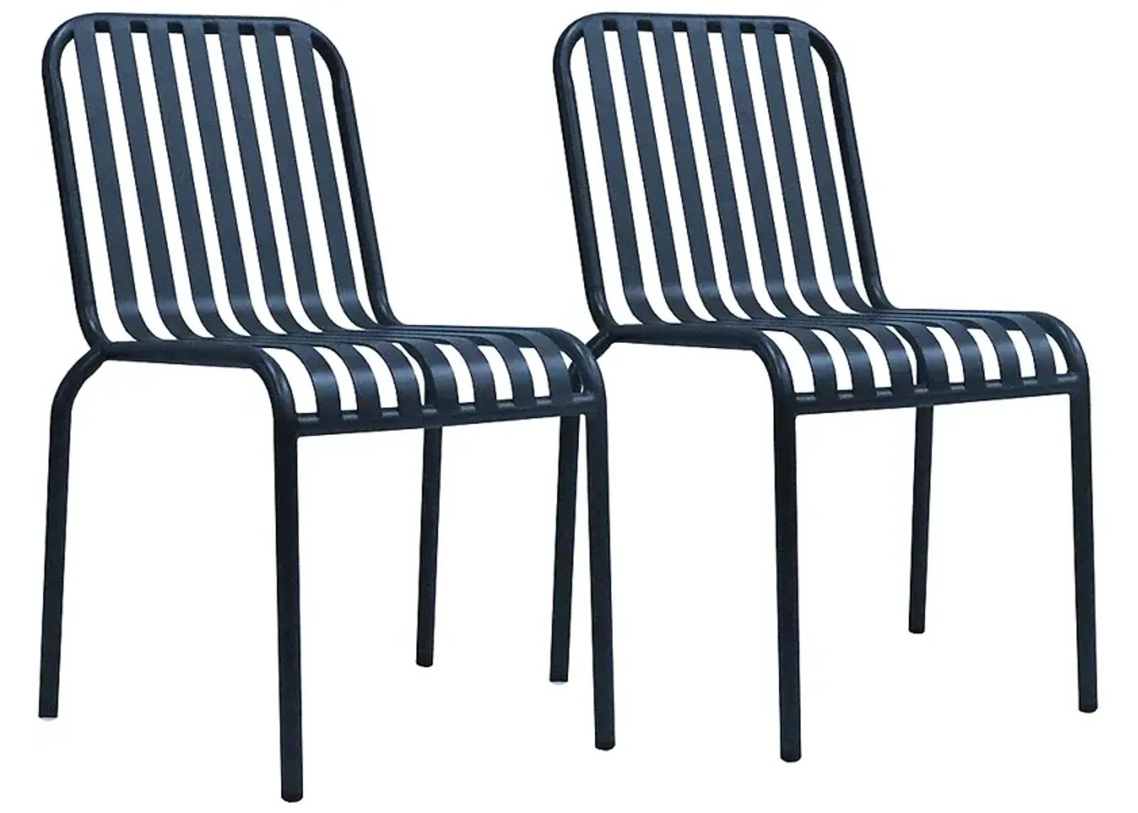 Enid Dark Blue Metal Outdoor Side Chairs Set of 2