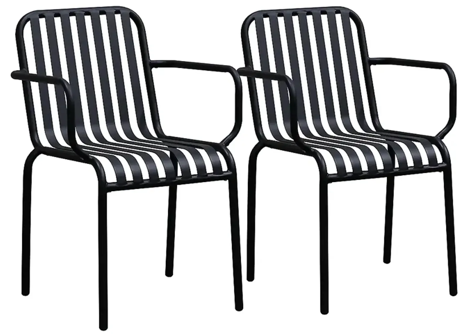 Enid Black Metal Outdoor Armchairs Set of 2