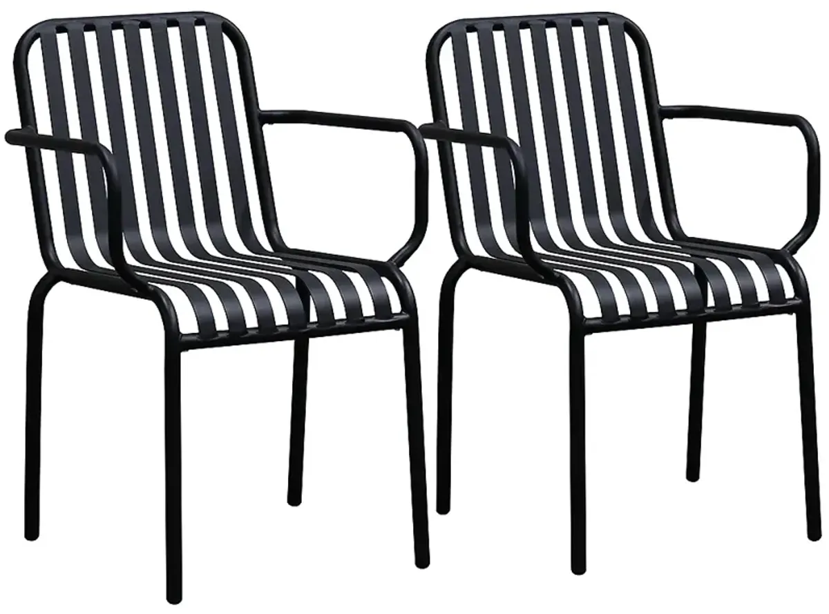 Enid Black Metal Outdoor Armchairs Set of 2