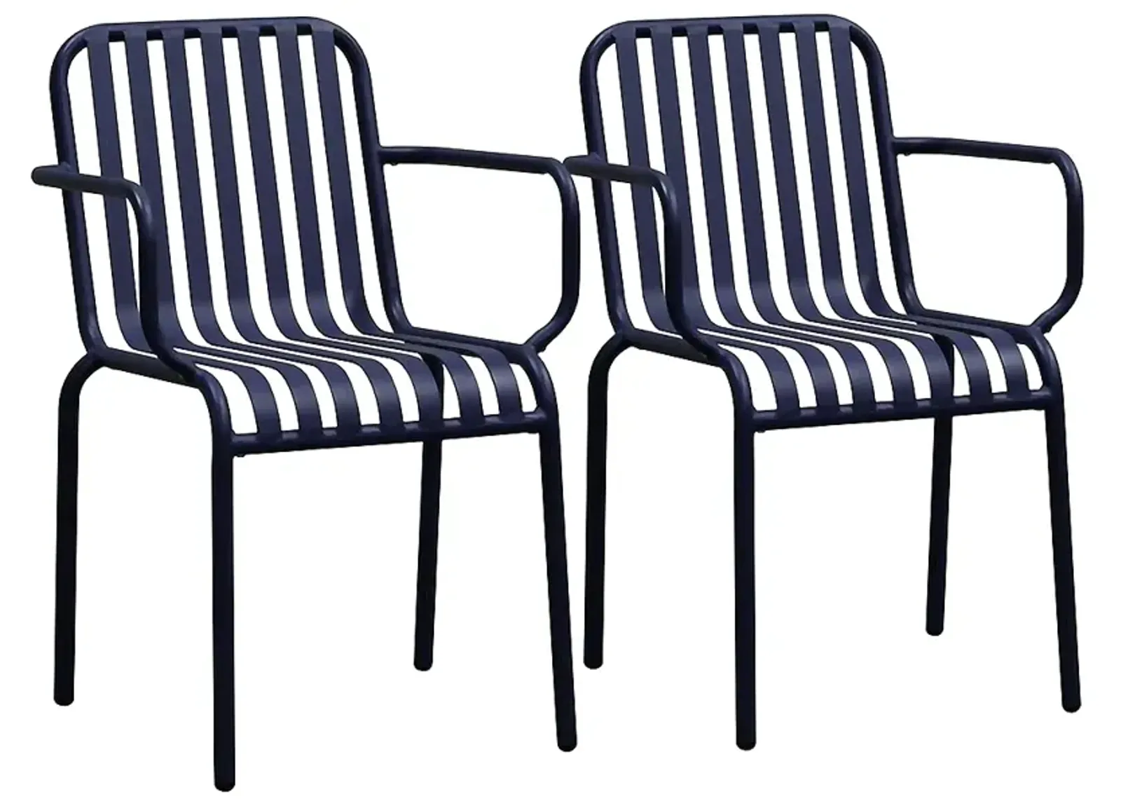 Enid Dark Blue Metal Outdoor Armchairs Set of 2