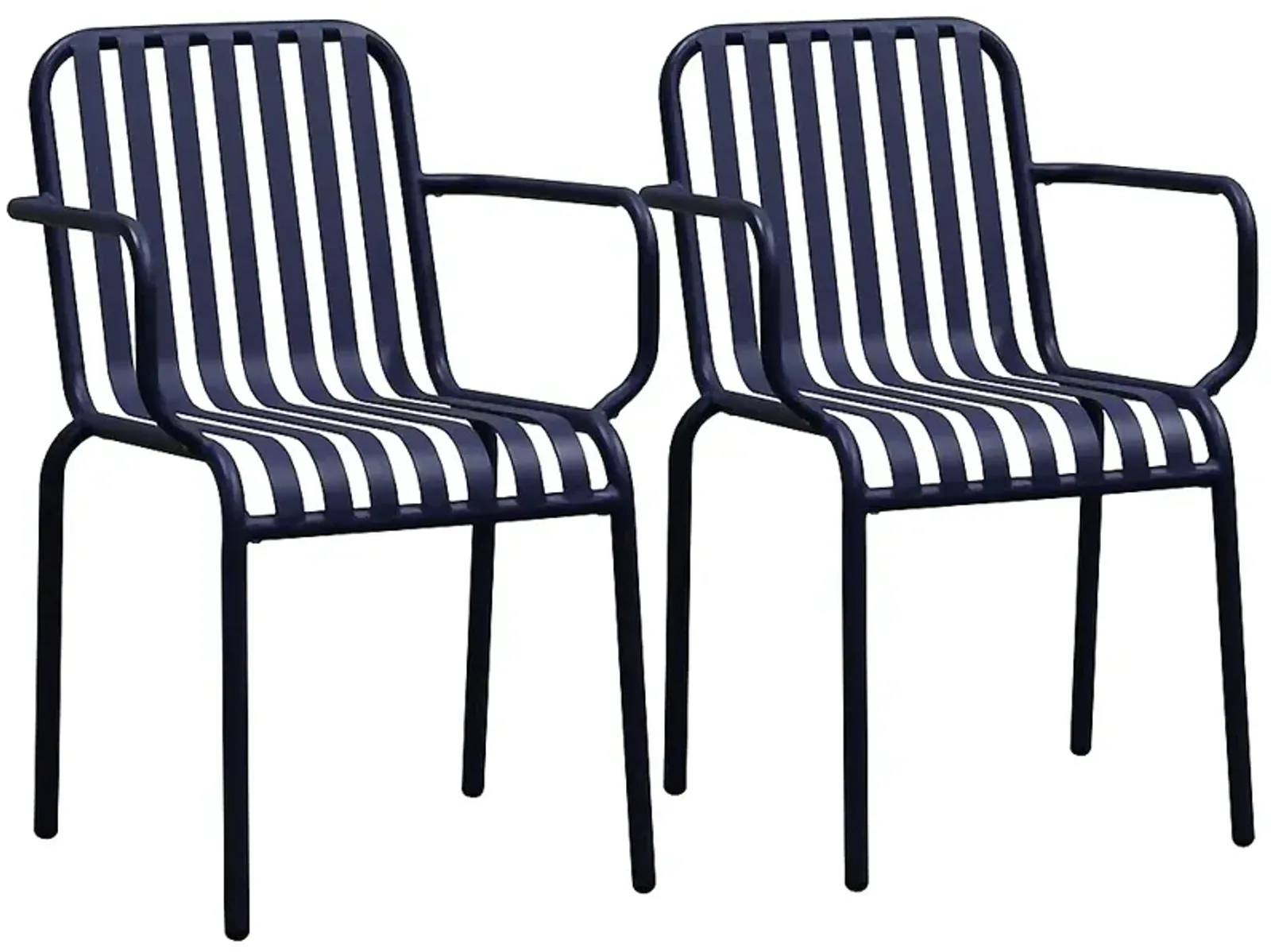 Enid Dark Blue Metal Outdoor Armchairs Set of 2