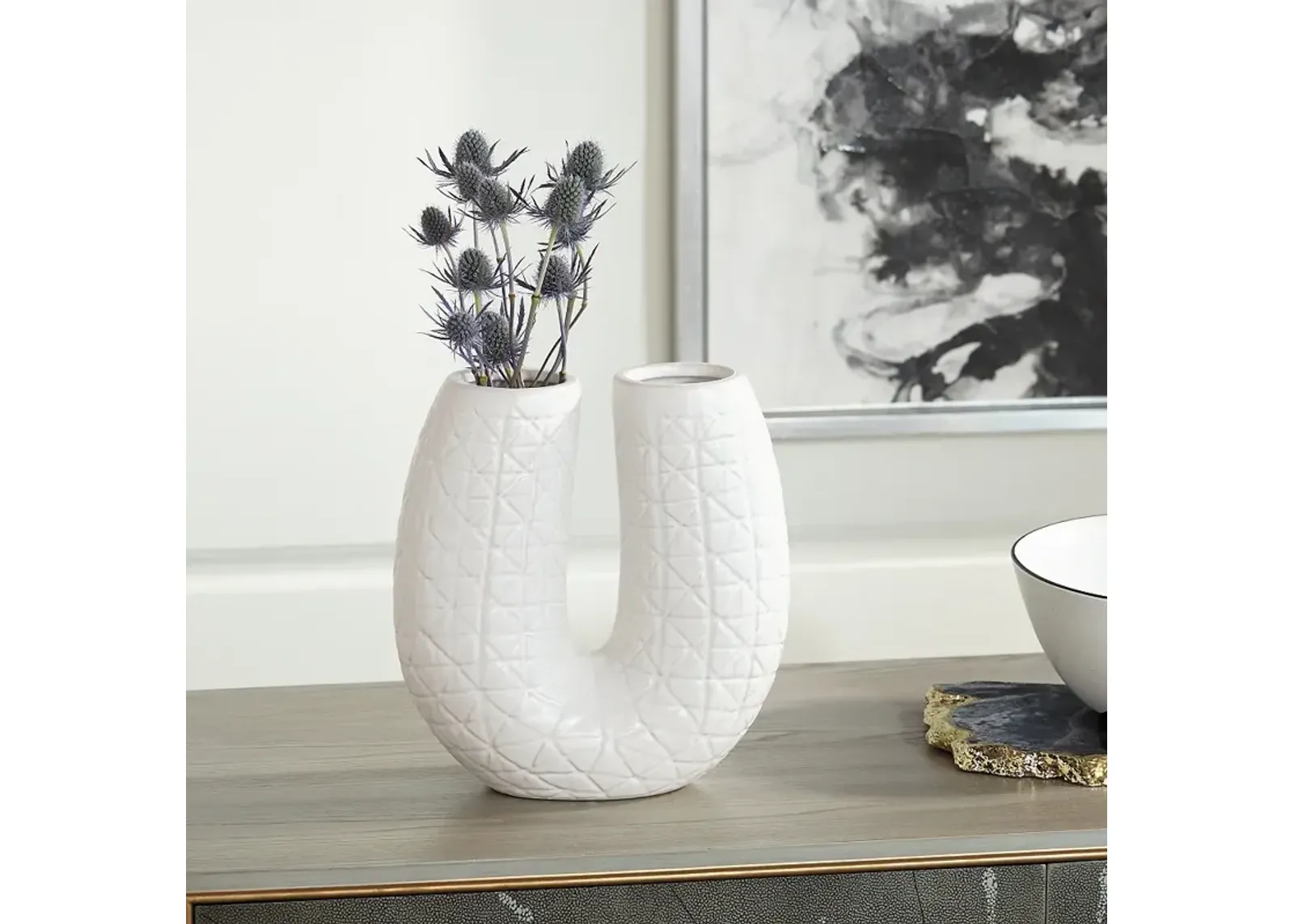 Albuquerque Matte White 9 3/4" High U-Shaped Decorative Vase