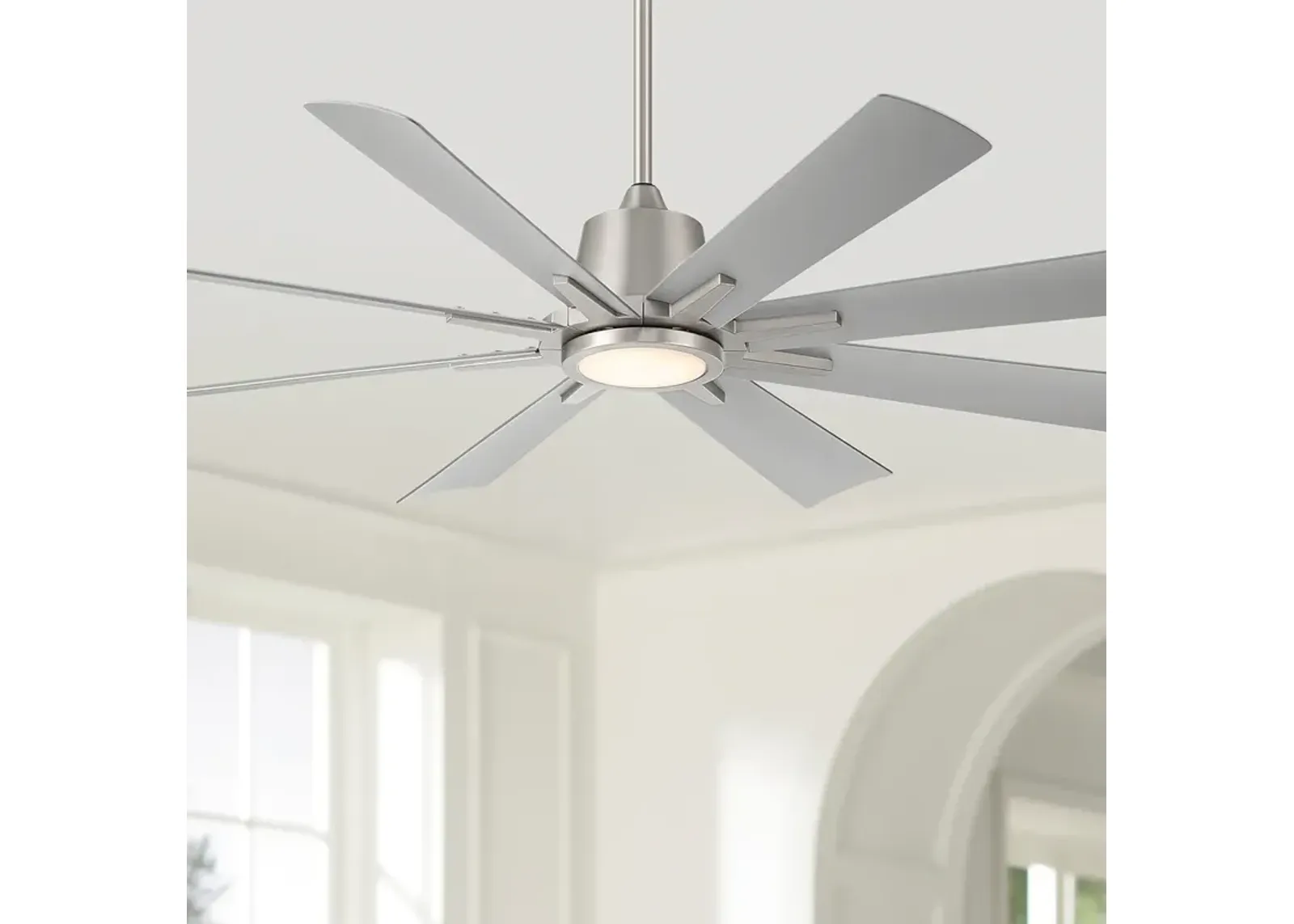 54" Casa Vieja Inspirit Brushed Steel Damp LED Remote Ceiling Fan