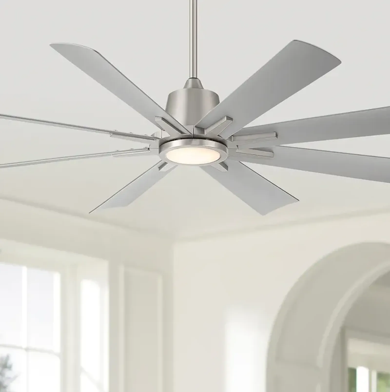 54" Casa Vieja Inspirit Brushed Steel Damp LED Remote Ceiling Fan