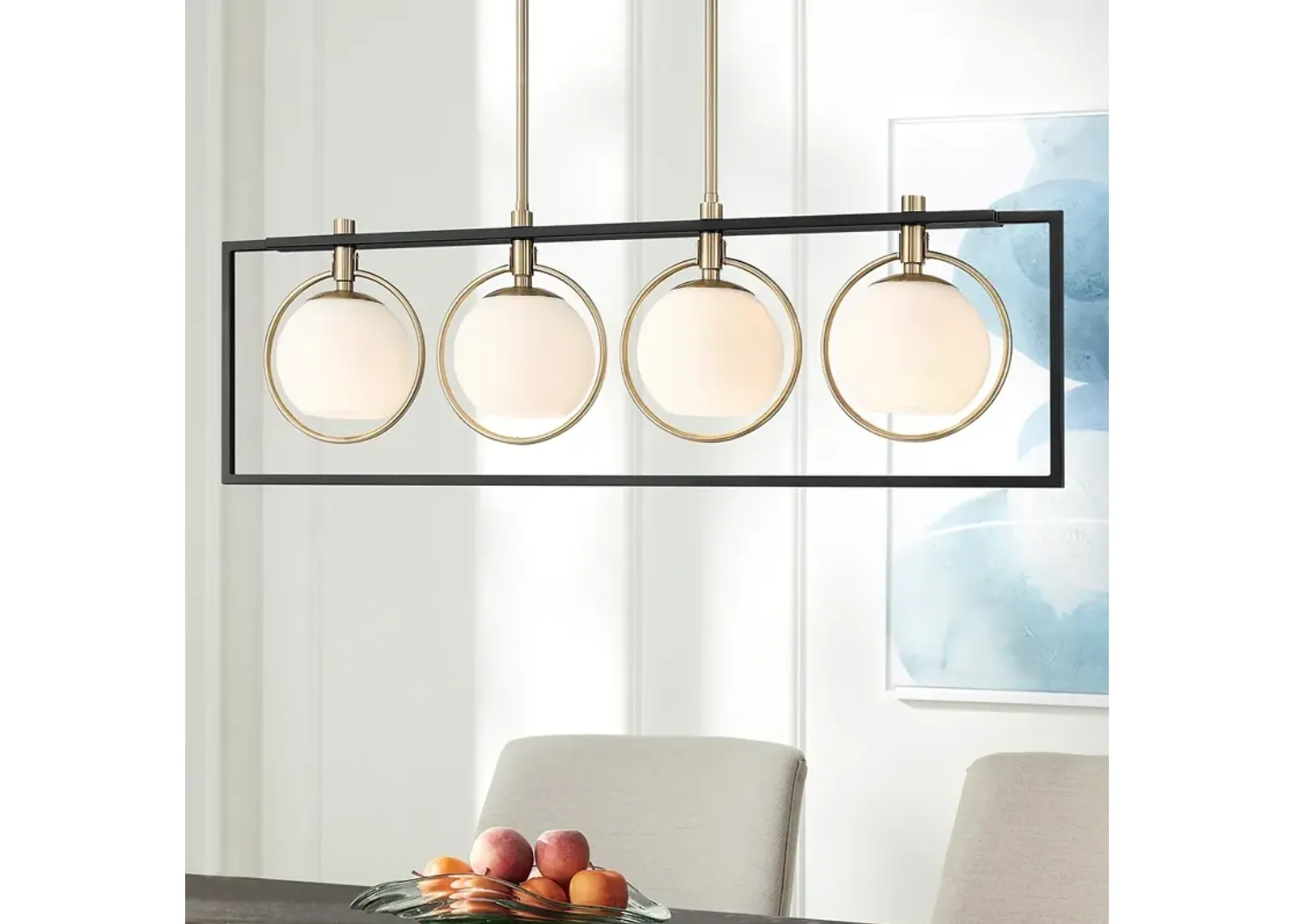 Carlyn 37 1/2" Wide Black and Gold 4-Light Island Pendant