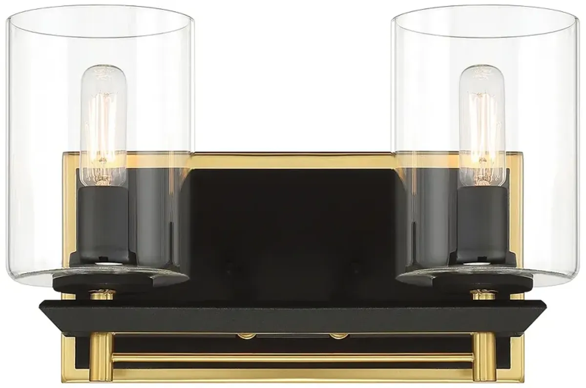 Metropolitan Sable Point 2-Light 11.88-in Black with Gold Vanity Light
