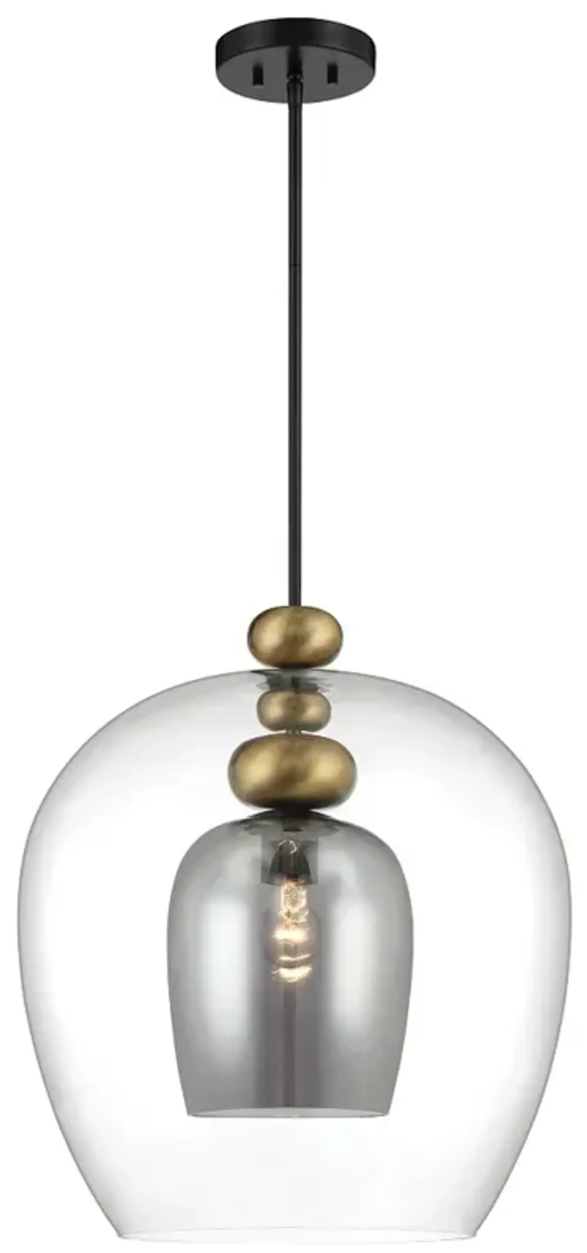 Metropolitan Amesbury 1-Light 19.75-in Black and Brass Indoor Pendant