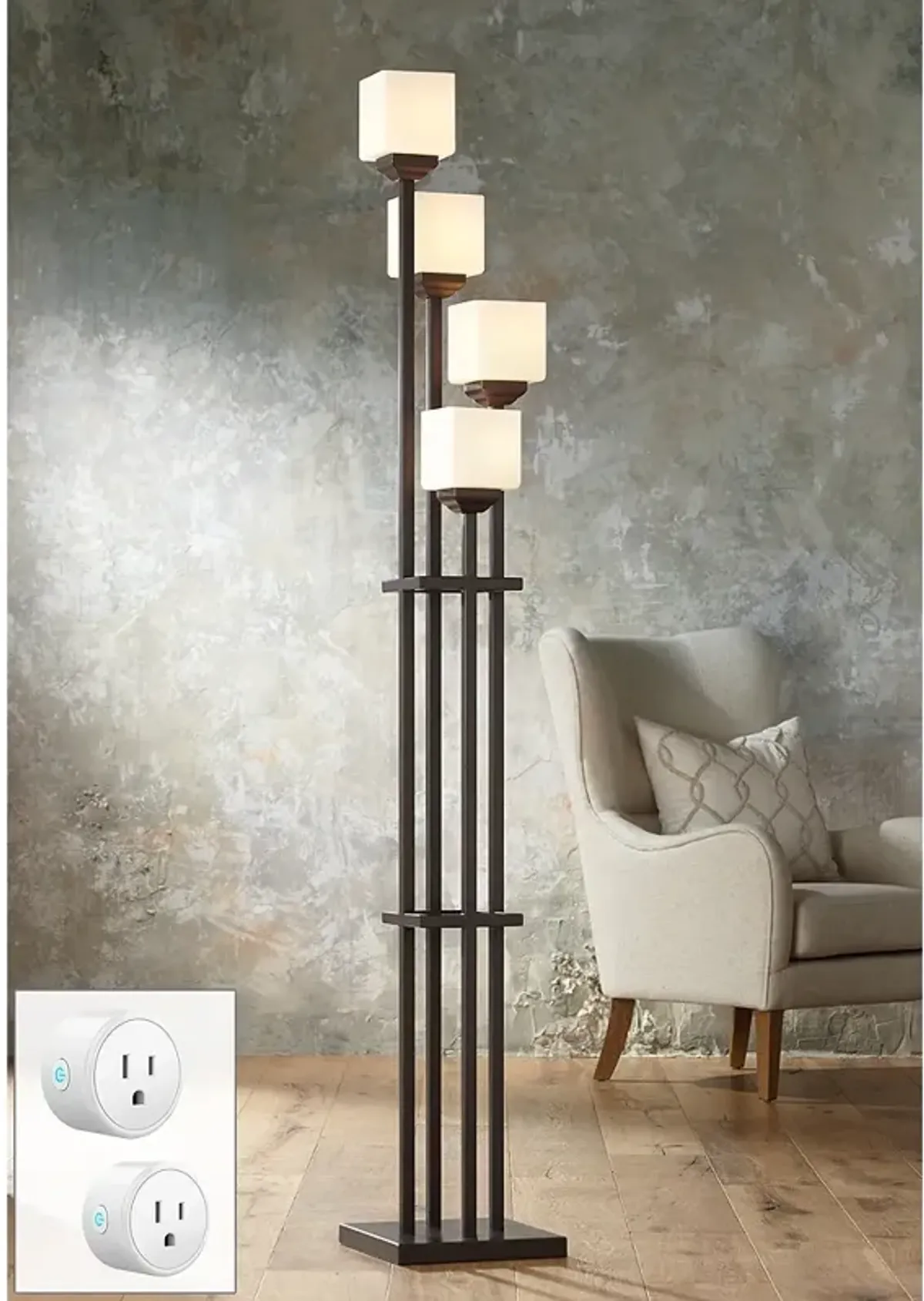 Franklin Iron 72 1/2" 4-Light Torchiere Floor Lamp with Smart Socket