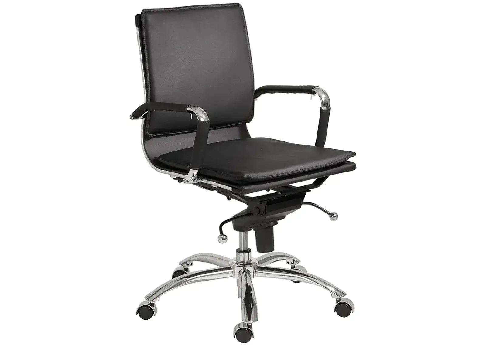 Gunar Black Leatherette Low Back Swivel Office Chair