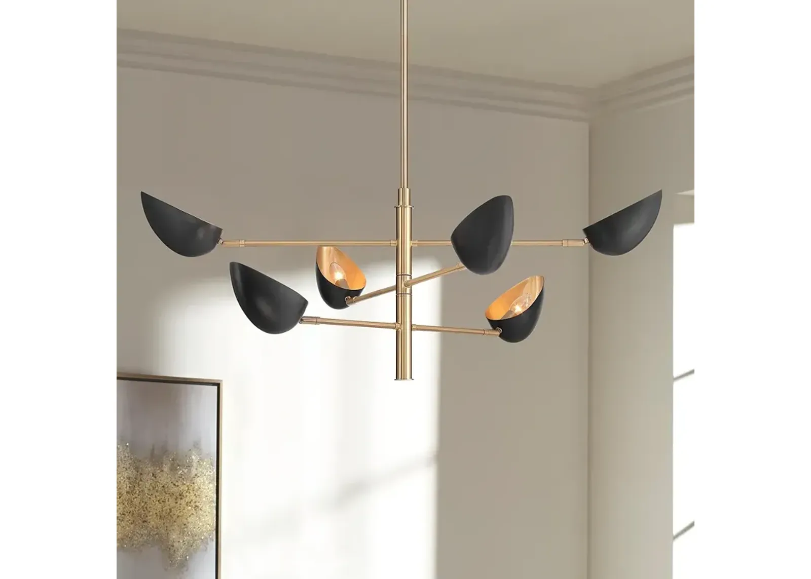 Possini Euro Atherton 42 1/2"W Warm Gold Black 5-Light Sputnik Pendant