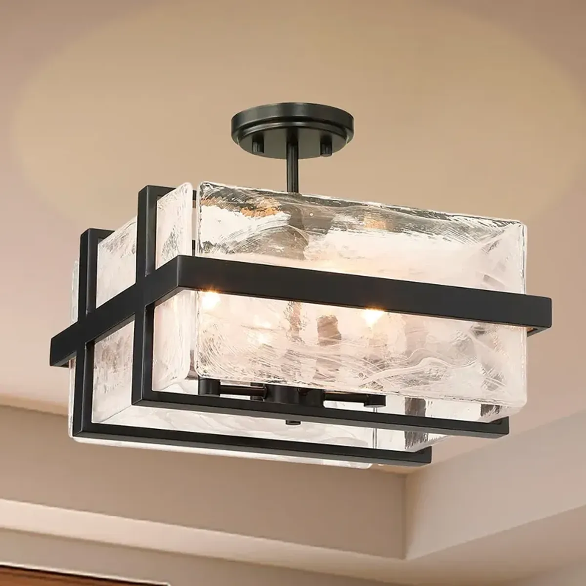 Cloud Break 15" Wide Coal Black 4-Light Ceiling Light