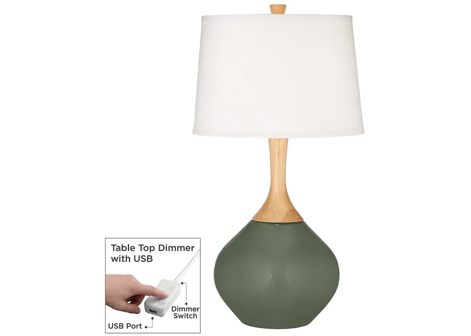 Deep Lichen Green Wexler Table Lamp with Dimmer