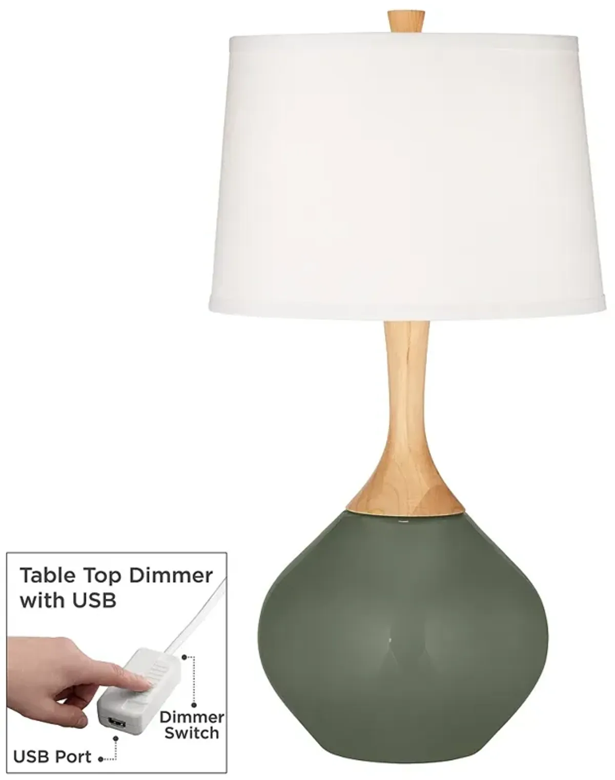 Deep Lichen Green Wexler Table Lamp with Dimmer