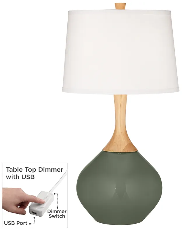 Deep Lichen Green Wexler Table Lamp with Dimmer