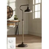 Ferris Adjustable Height Bronze Pharmacy Floor Lamp with Smart Socket