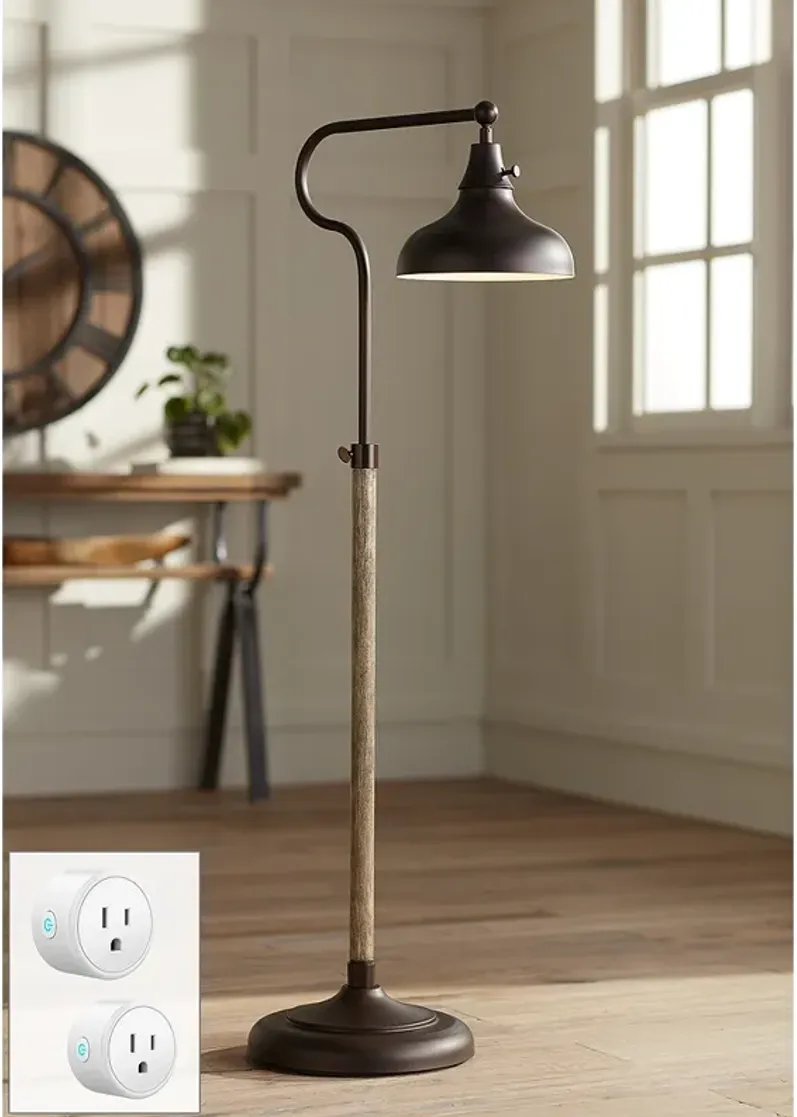 Ferris Adjustable Height Bronze Pharmacy Floor Lamp with Smart Socket