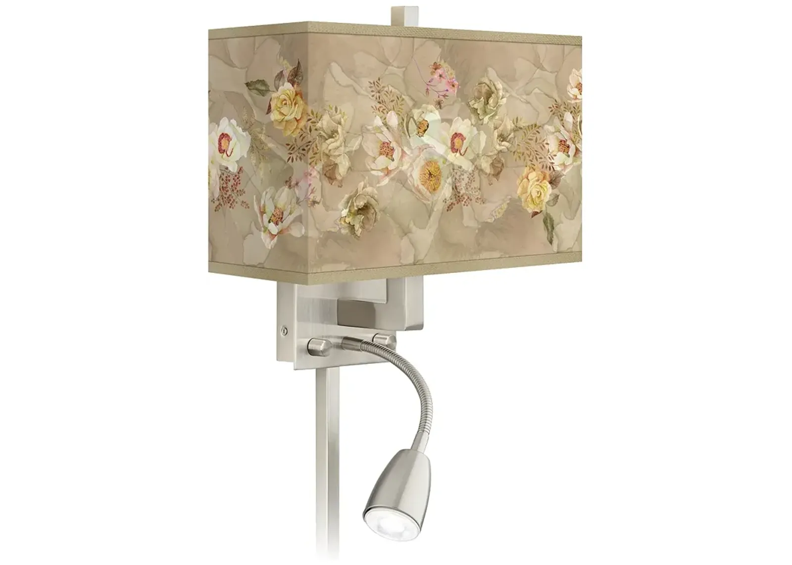 Floral Spray Giclee Glow LED Reading Light Plug-In Sconce