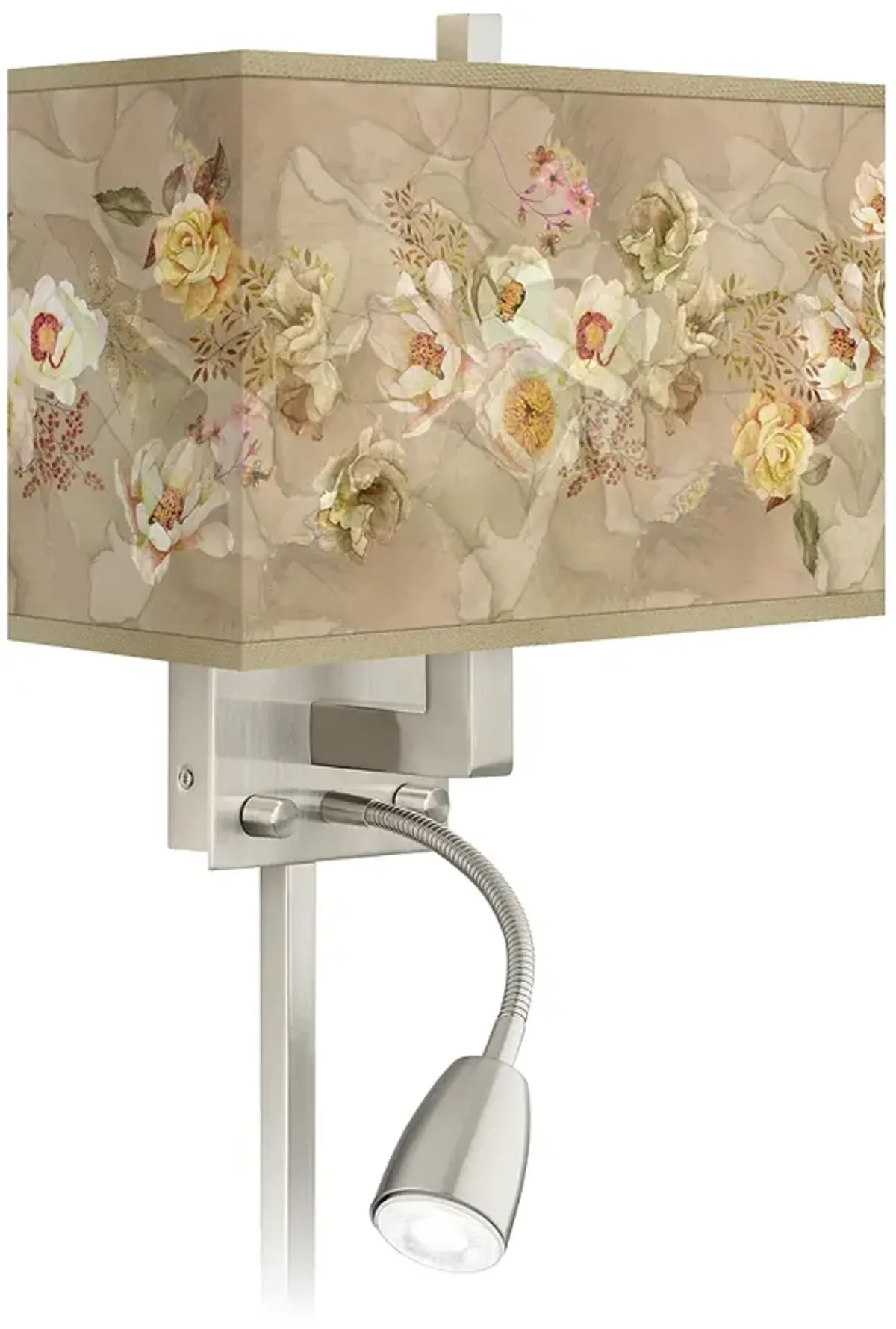 Floral Spray Giclee Glow LED Reading Light Plug-In Sconce