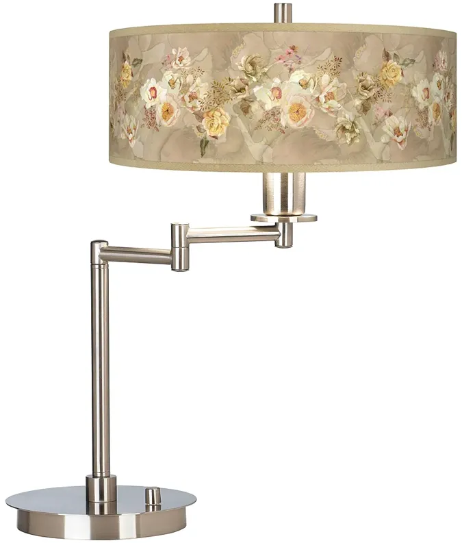 Giclee Gallery 20 1/2" Floral Spray Adjustable Swing Arm LED Desk Lamp