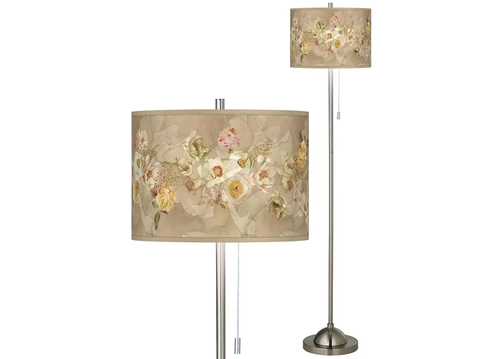 Giclee Glow 62" Floral Spray Shade Brushed Nickel Floor Lamp