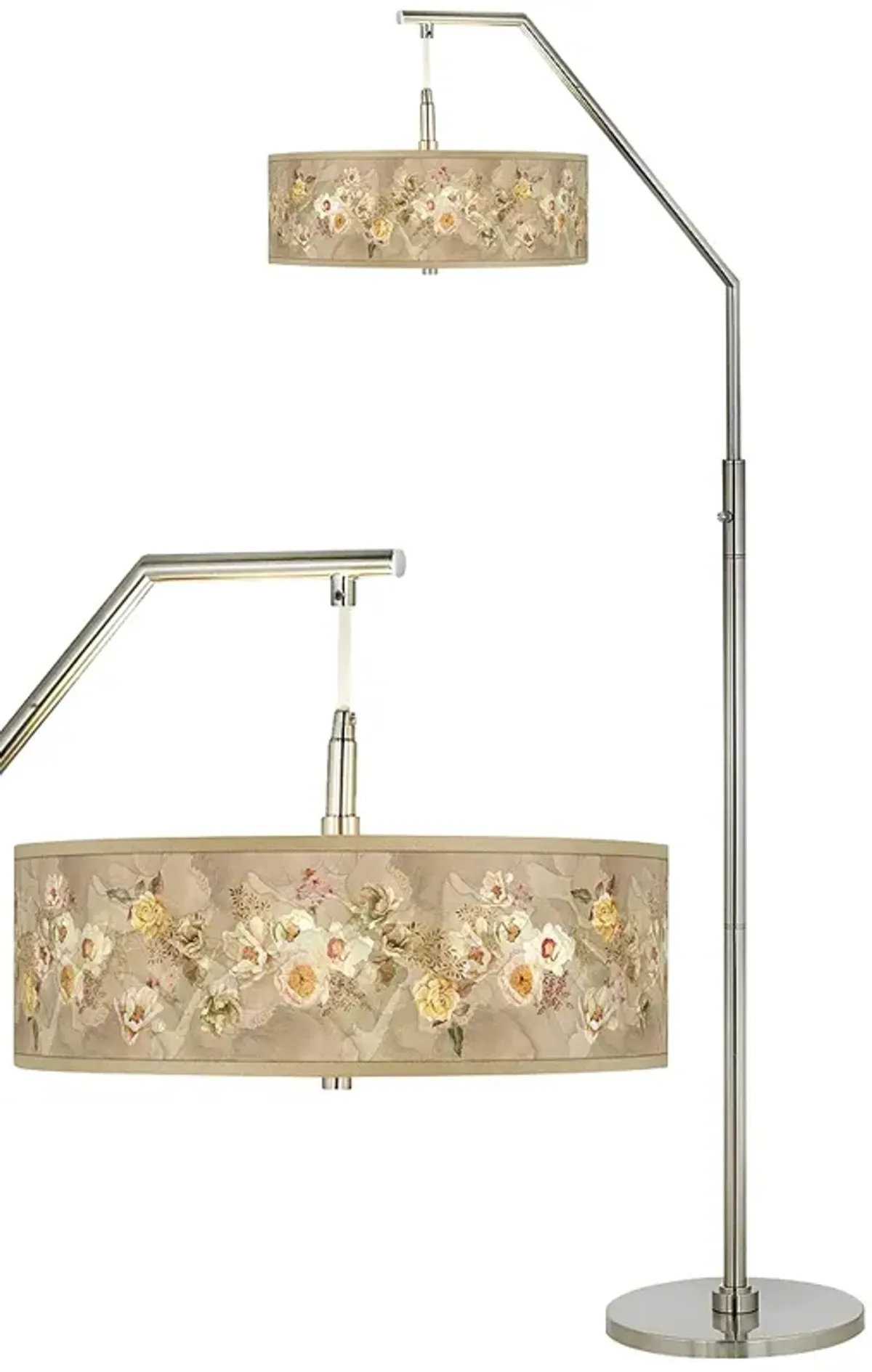 Floral Spray Giclee Shade Arc Floor Lamp