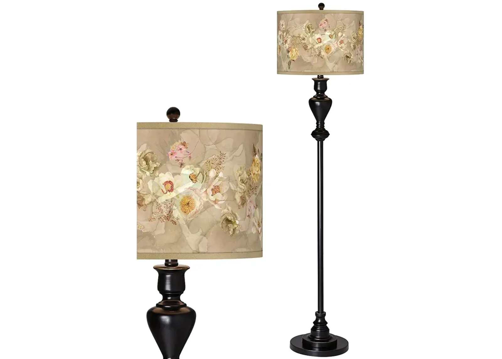 Giclee Glow 58" High Floral Spray Shade Black Bronze Floor Lamp