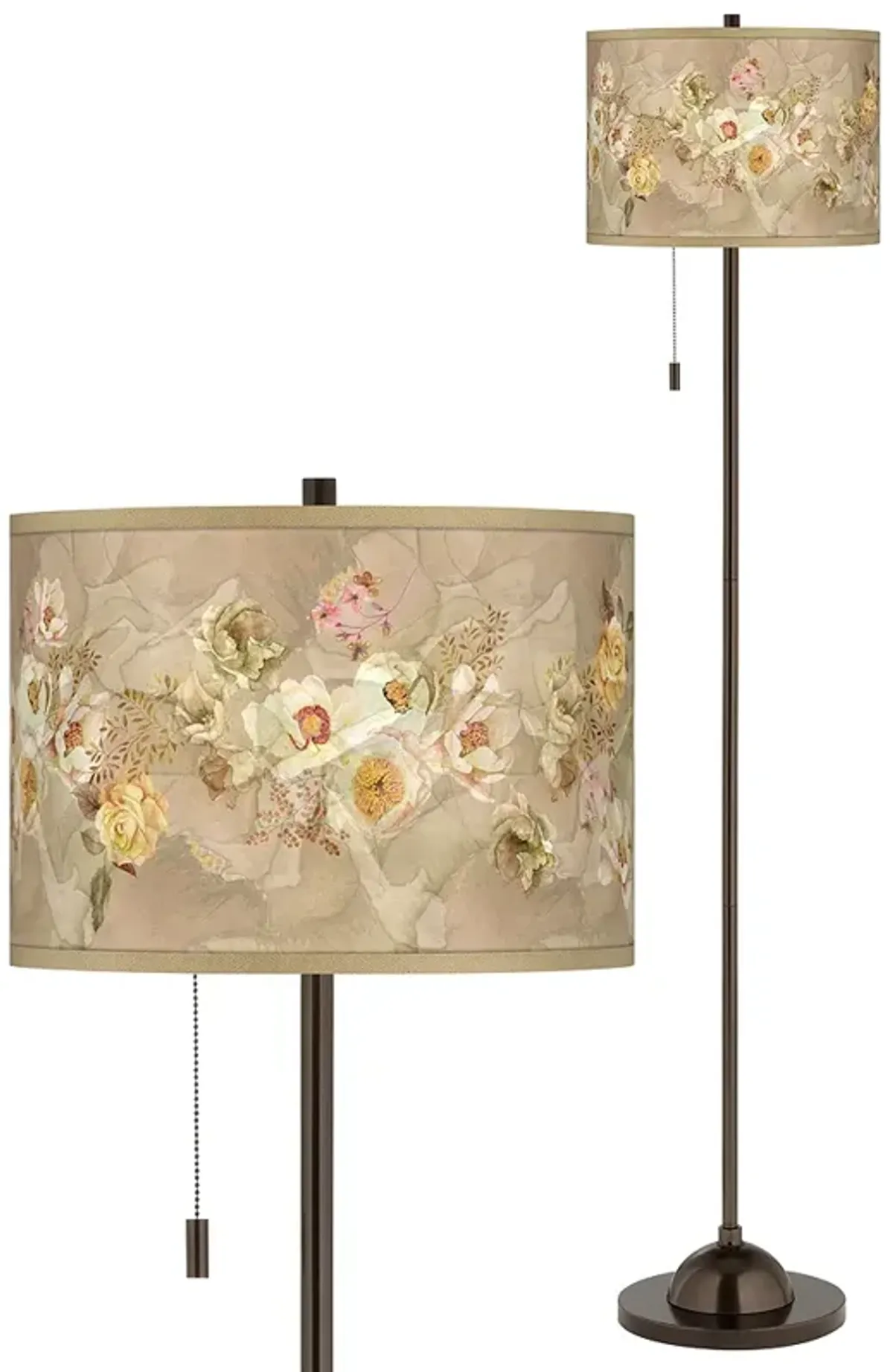 Floral Spray Giclee Glow Bronze Club Floor Lamp