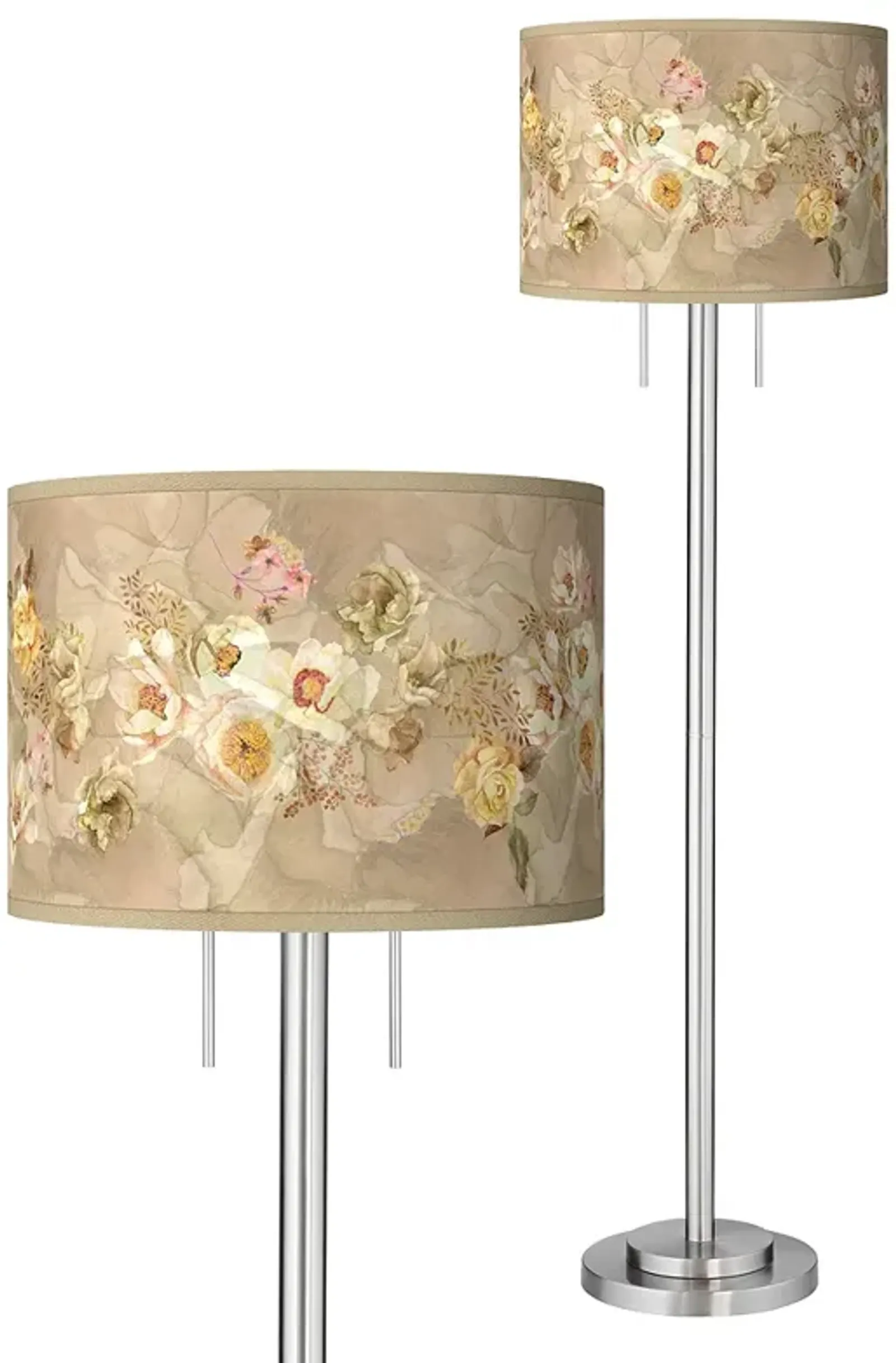 Floral Spray Giclee Brushed Nickel Garth Floor Lamp