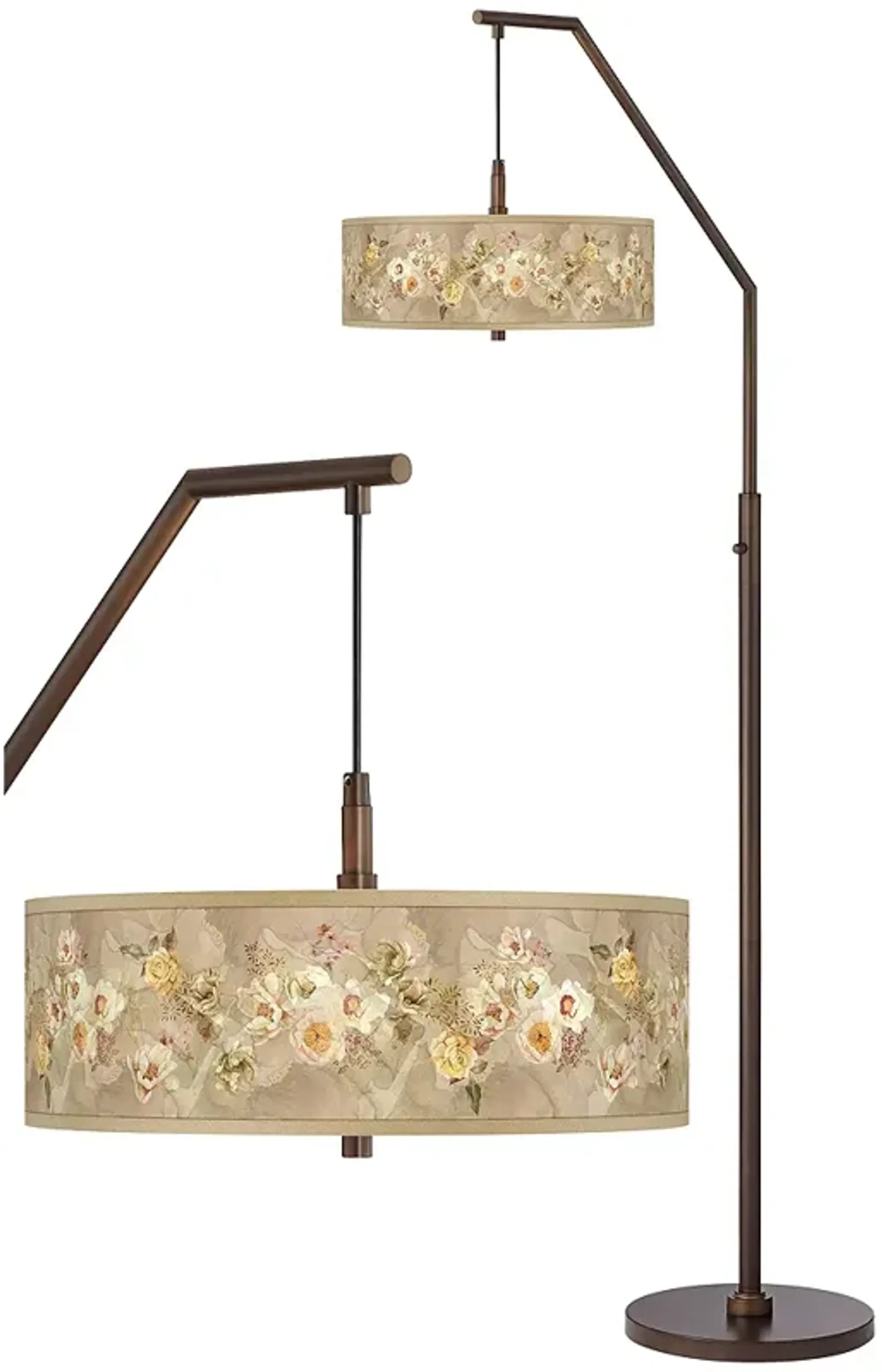 Floral Spray Bronze Downbridge Arc Floor Lamp