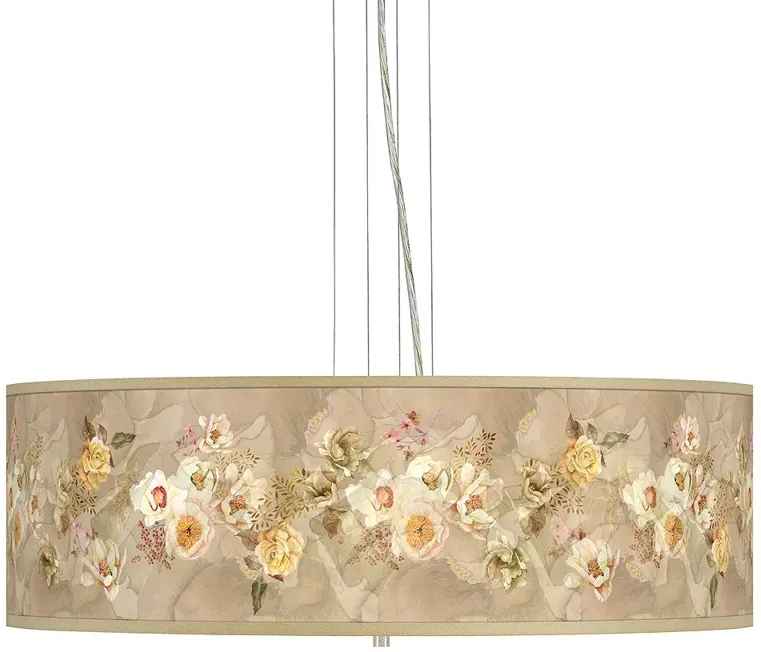 Floral Spray Giclee 24" Wide 4-Light Pendant Chandelier