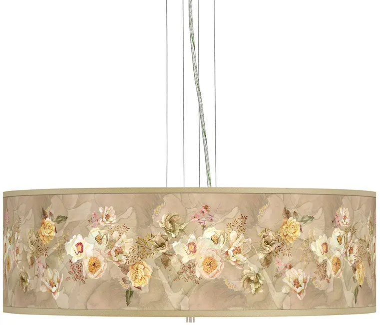 Floral Spray Giclee 24" Wide 4-Light Pendant Chandelier